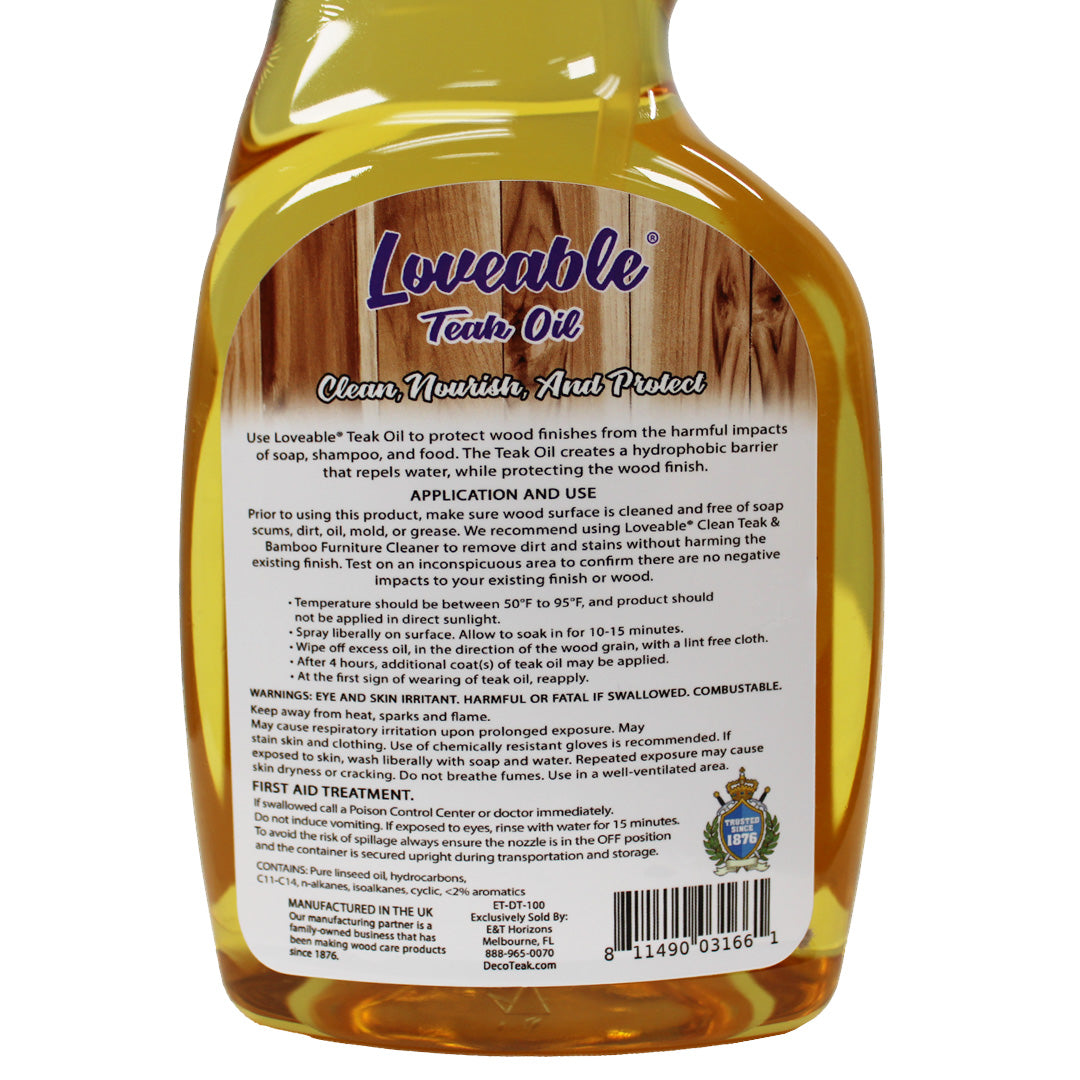 Loveable® Teak and Wood Protective Oil in 24 oz. Spray Bottle
