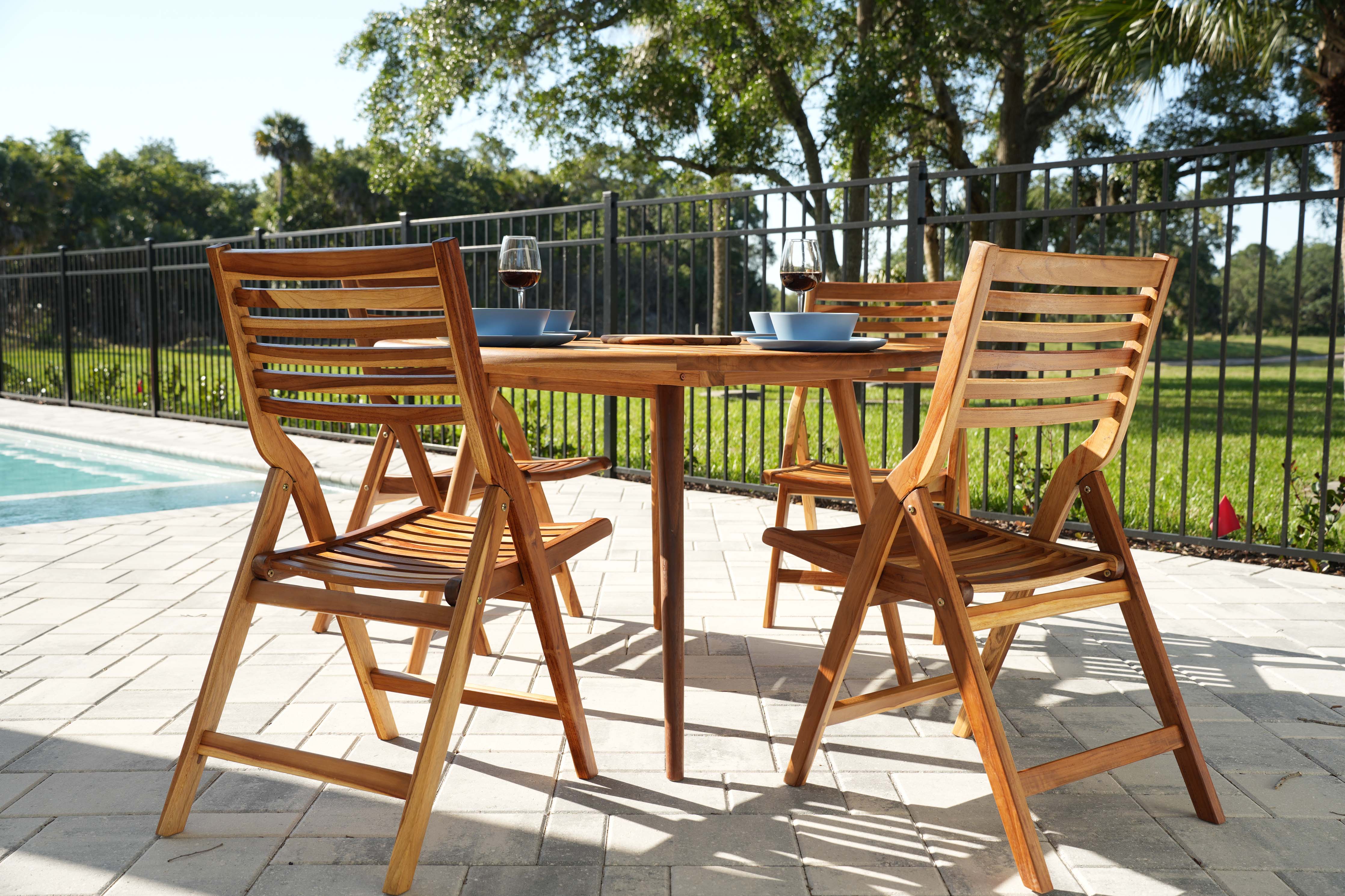 EcoDecors® Teak Wood Folding Chair in EarthyTeak Finish