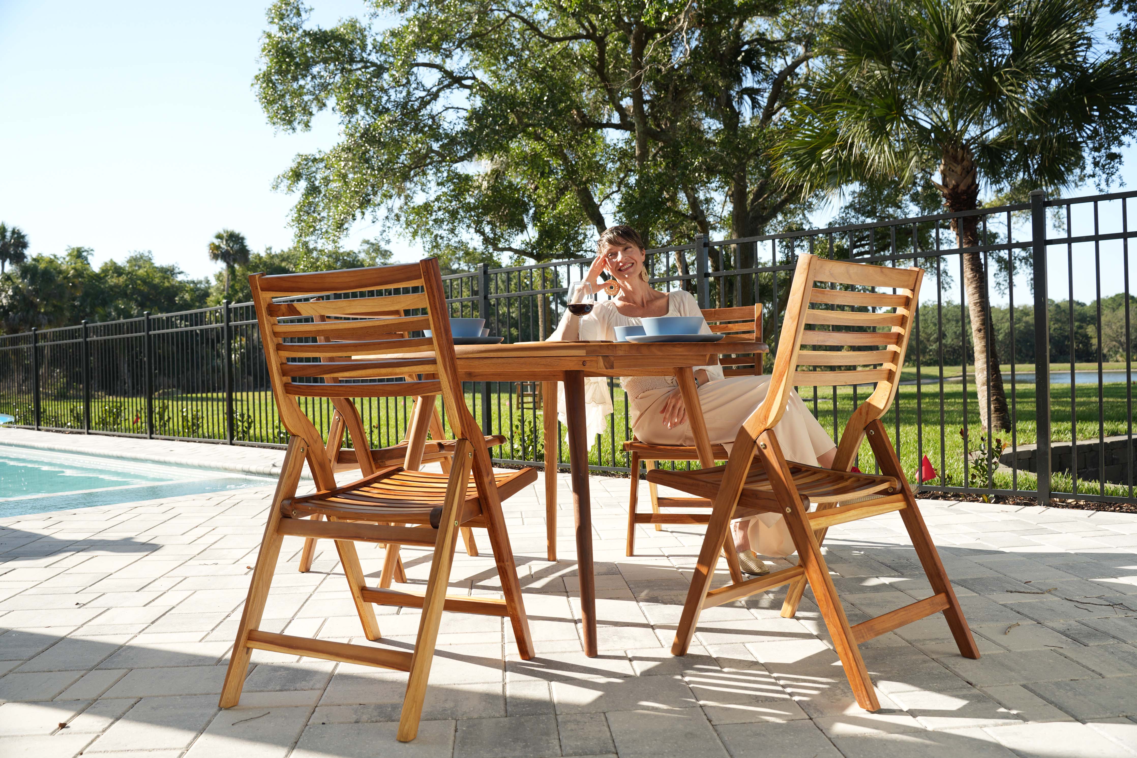 EcoDecors® Teak Wood Folding Chair in EarthyTeak Finish