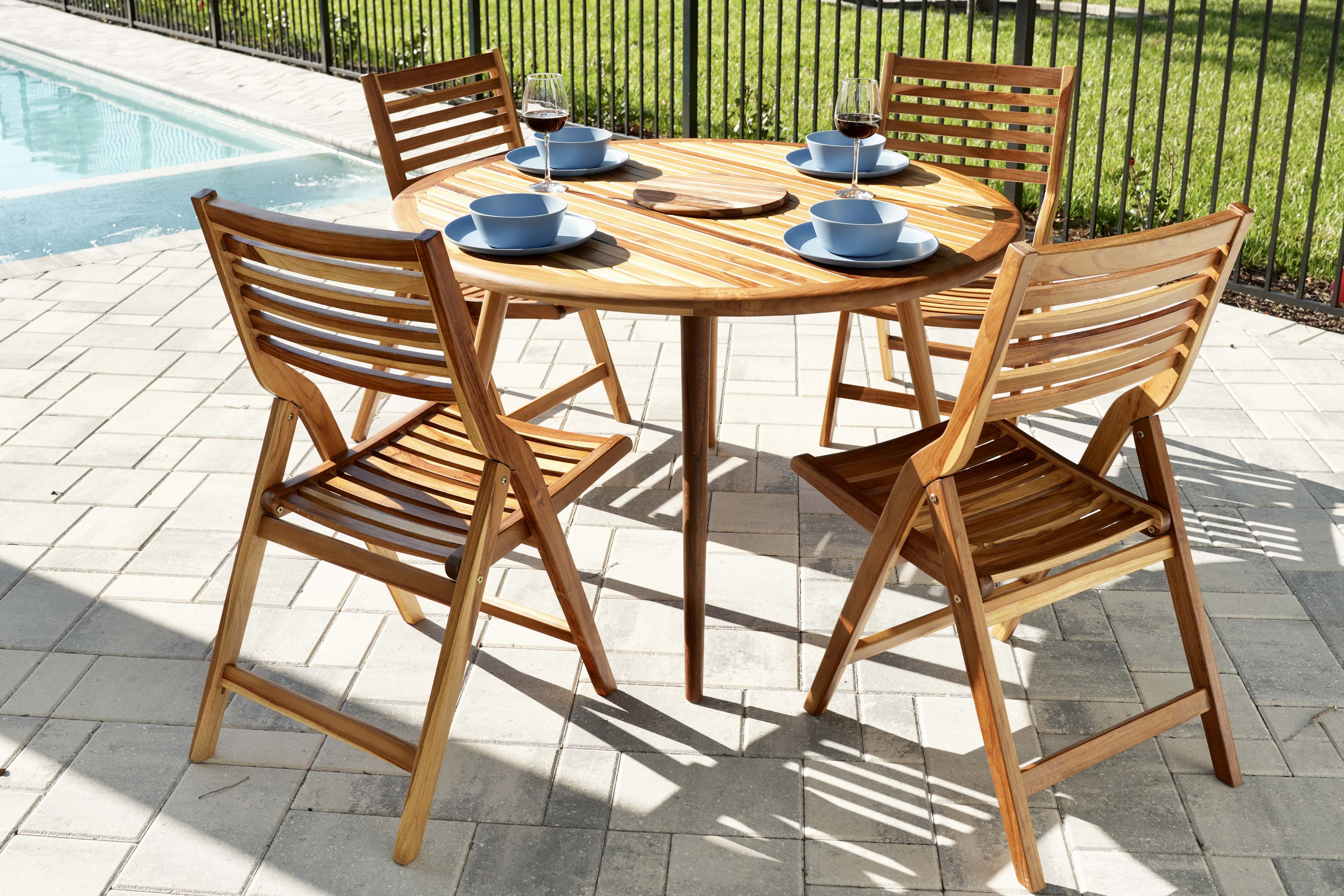 EcoDecors® Teak Wood Folding Chair in EarthyTeak Finish