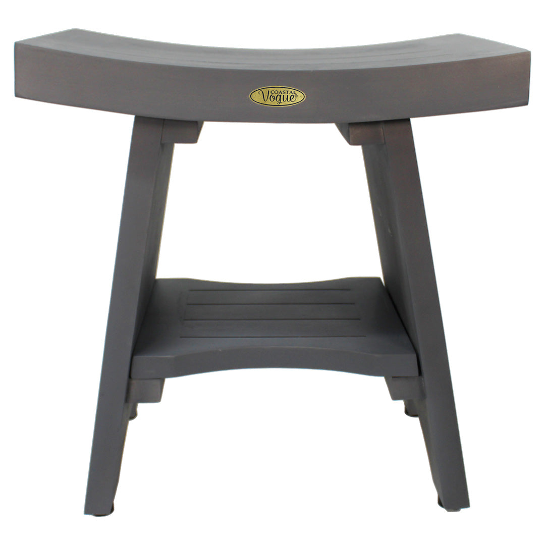 CoastalVogue® Serenity® 18" Teak Wood Shower Bench in Lunar Gray Finish