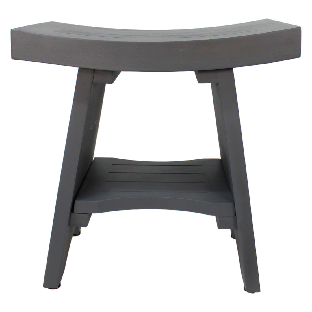 CoastalVogue® Serenity® 18" Teak Wood Shower Bench in Lunar Gray Finish