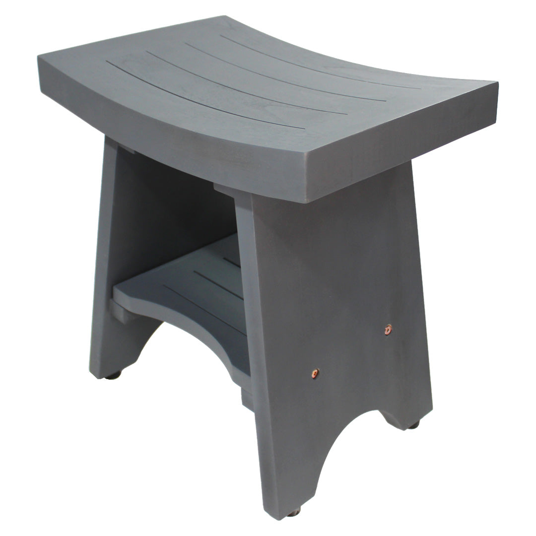 CoastalVogue® Serenity® 18" Teak Wood Shower Bench in Lunar Gray Finish