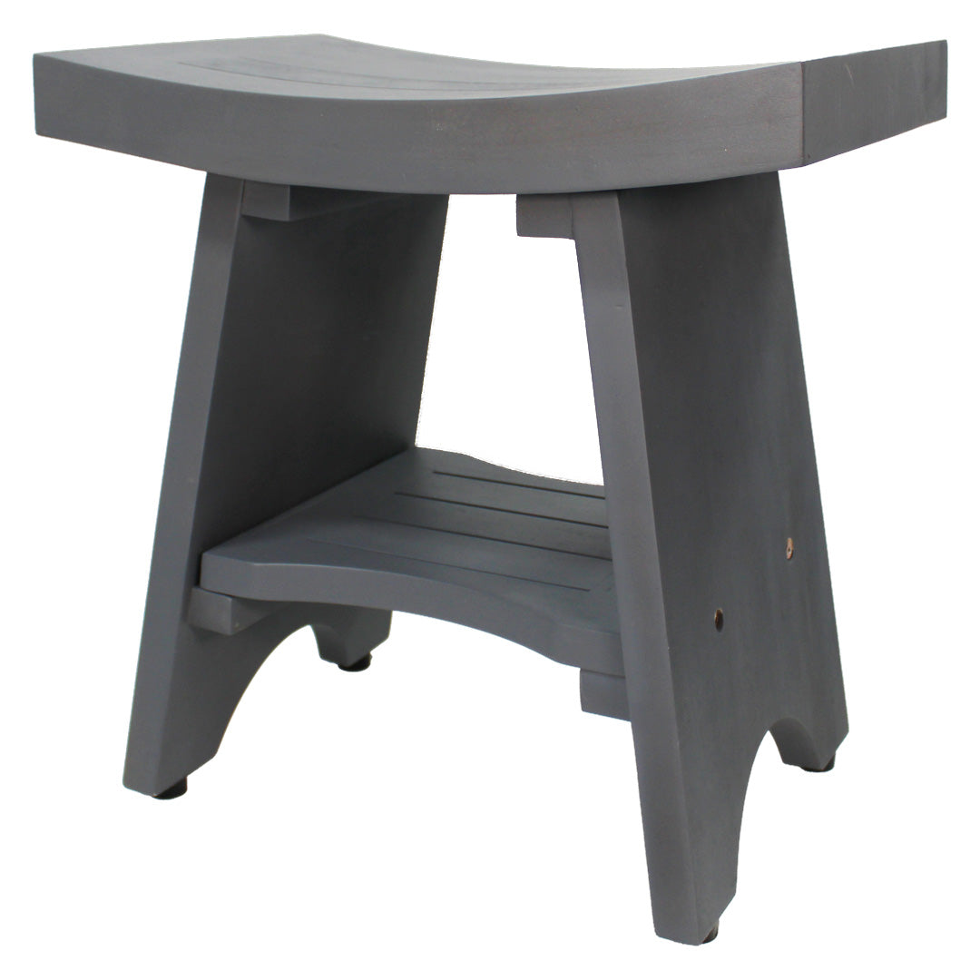 CoastalVogue® Serenity® 18" Teak Wood Shower Bench in Lunar Gray Finish