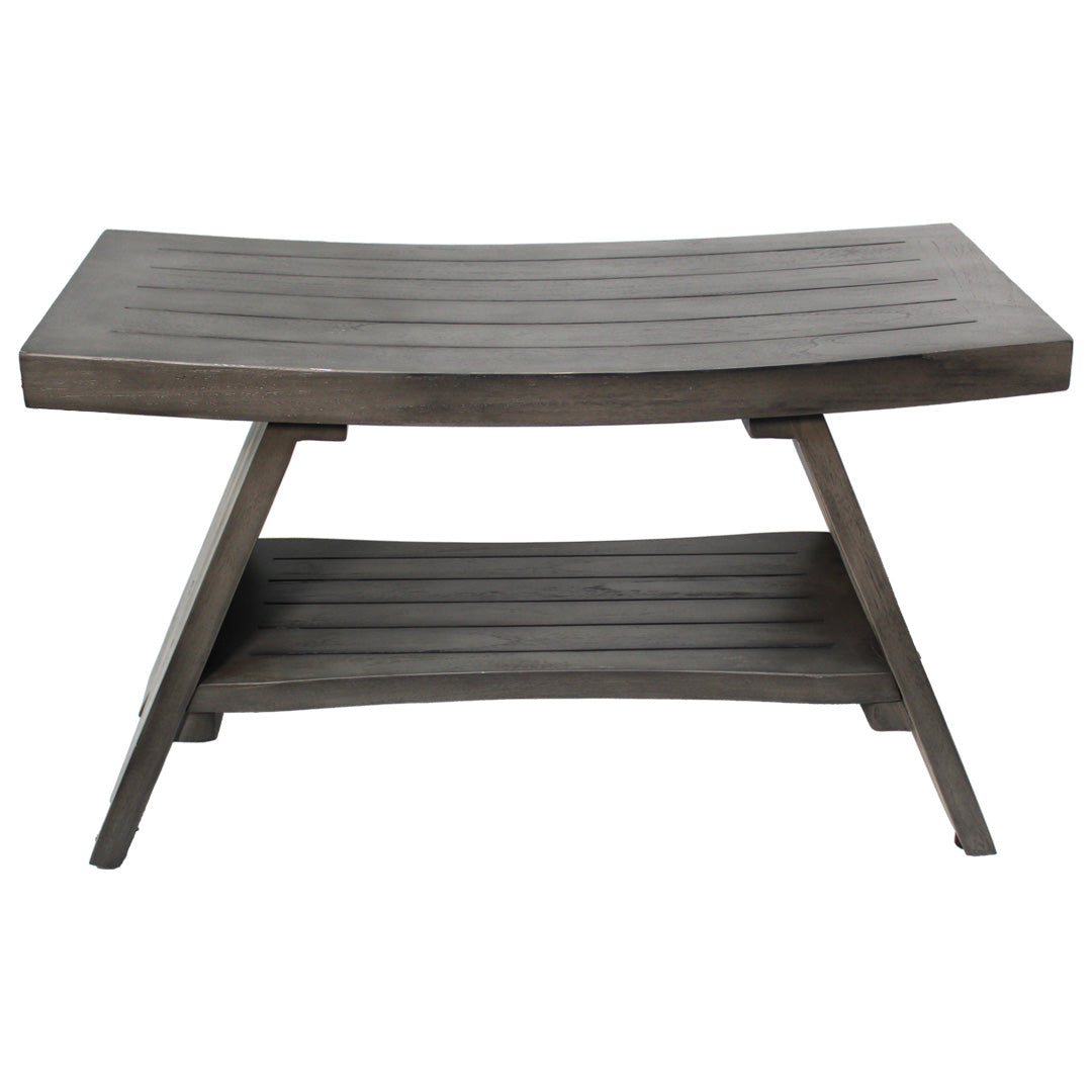 CoastalVogue® Serenity® Antique Gray 30"L Teak Shower Bench With Shelf