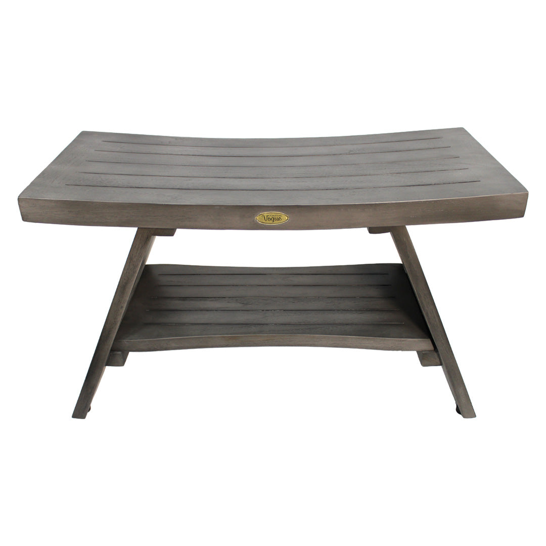CoastalVogue® Serenity® Antique Gray 30"L Teak Shower Bench With Shelf