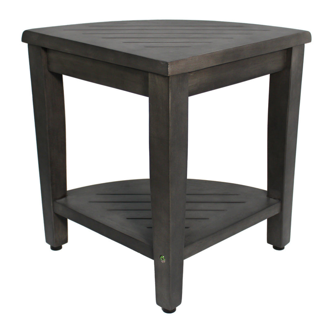 CoastalVogue® SnazzyCorner® Antique Gray 18"H Corner Shower Bench With Shelf