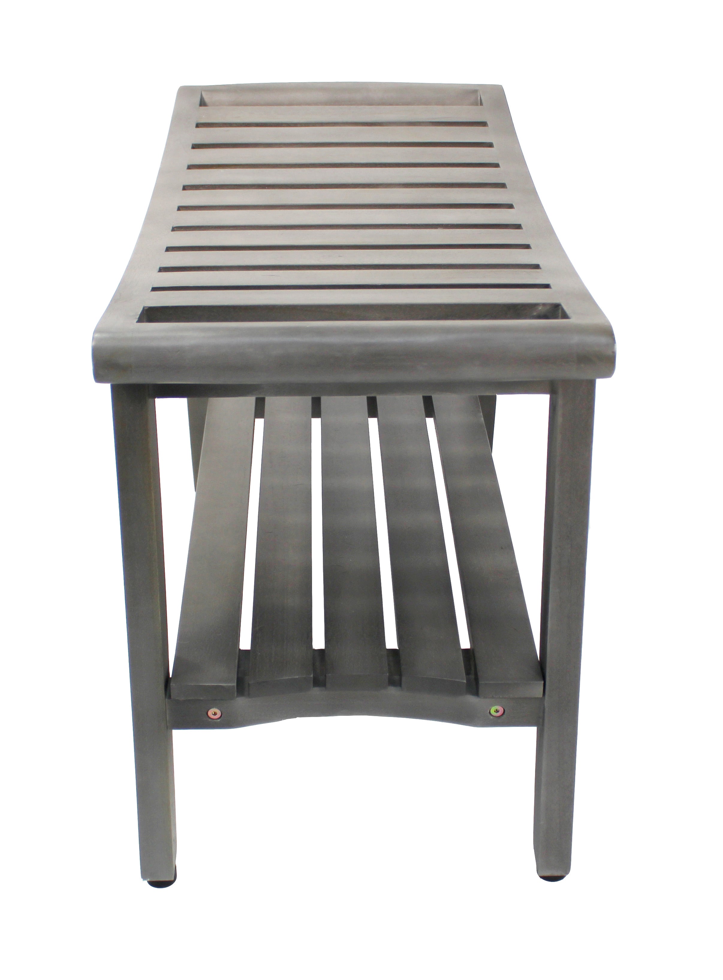 CoastalVogue® Harmony® 30" Teak Wood Shower Bench with Shelf and LiftAide® Arms in Antique Gray Finish