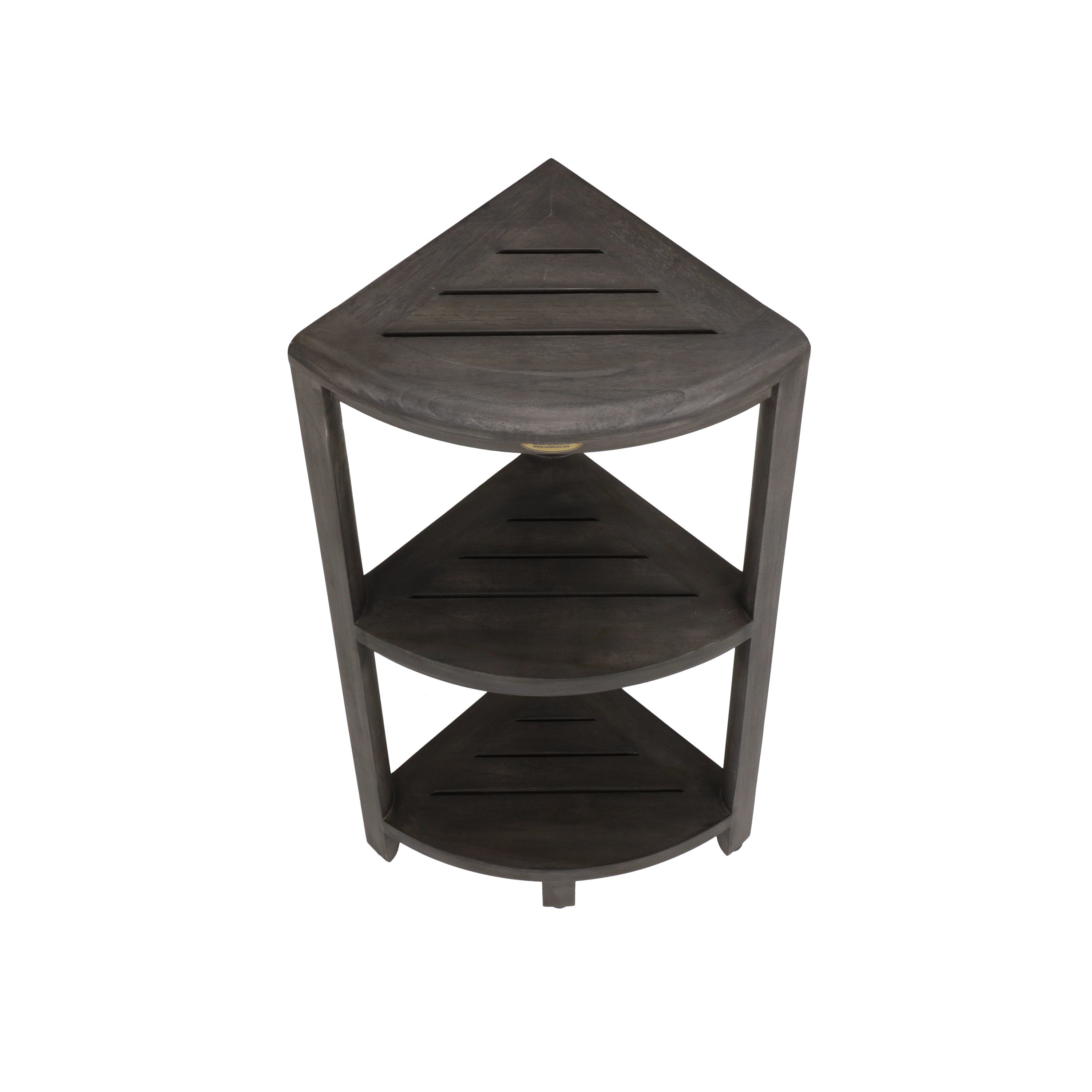 SnazzyCorner® 32" Teak Wood 3-Tier Corner Shelf in Antique Gray Finish