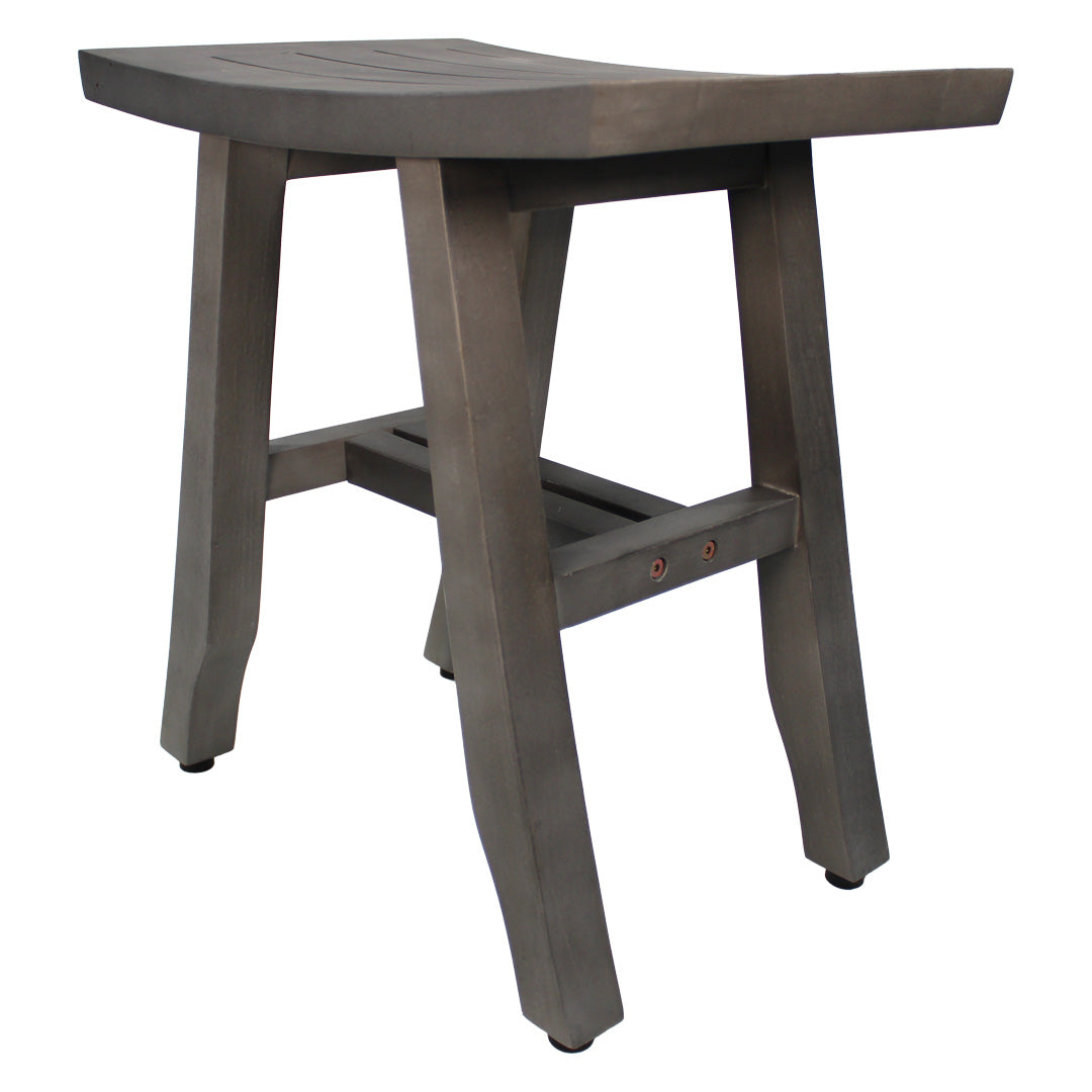 CoastalVogue® Satori® 18" Teak Wood Shower Bench in Antique Gray Finish