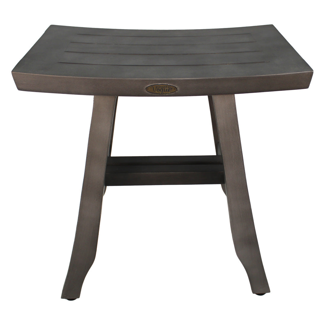 CoastalVogue® Satori® 18" Teak Wood Shower Bench in Antique Gray Finish