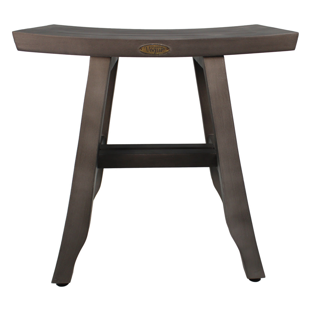 CoastalVogue® Satori® 18" Teak Wood Shower Bench in Antique Gray Finish