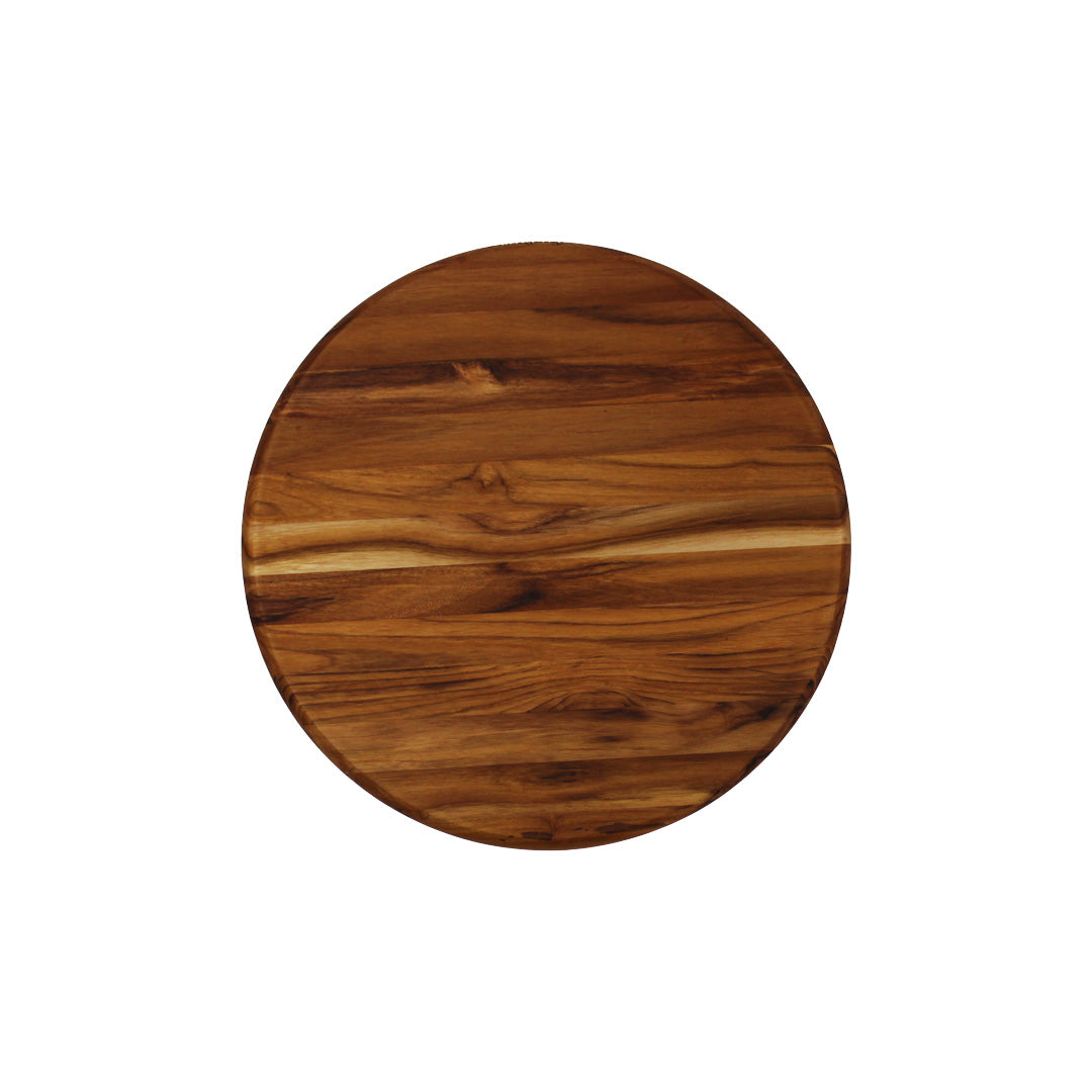 EcoDecors 12" Round Solid Teak Cutting Board, FSC Certified, Premium Wood Carving Board for Kitchen