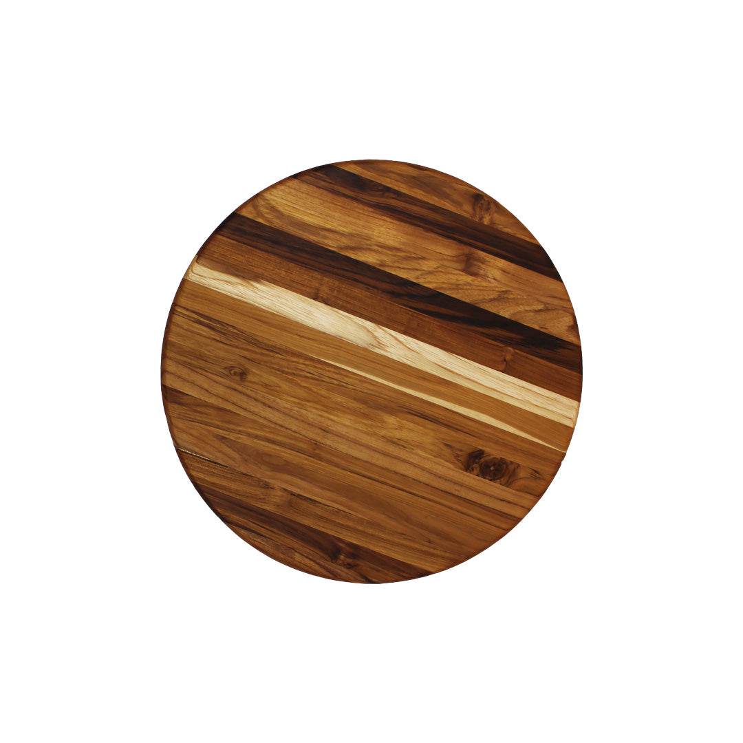 EcoDecors 16" Round Teak Cutting Board, FSC Certified Solid Wood, Edge Grain, Carving Board for Kitchen & Brisket