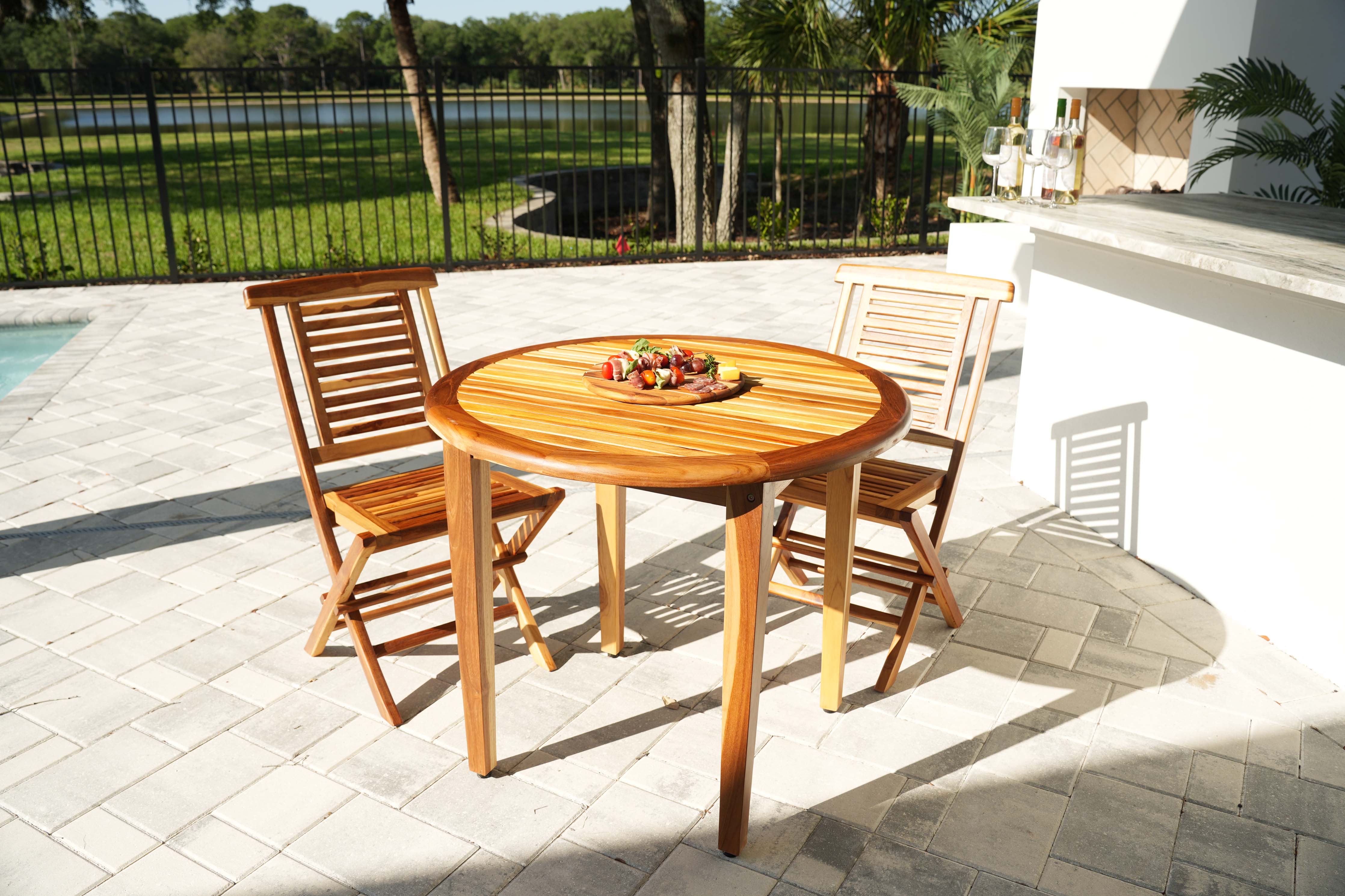 EcoDecors® Oasis® 36" Teak Wood Round Table in EarthyTeak Finish