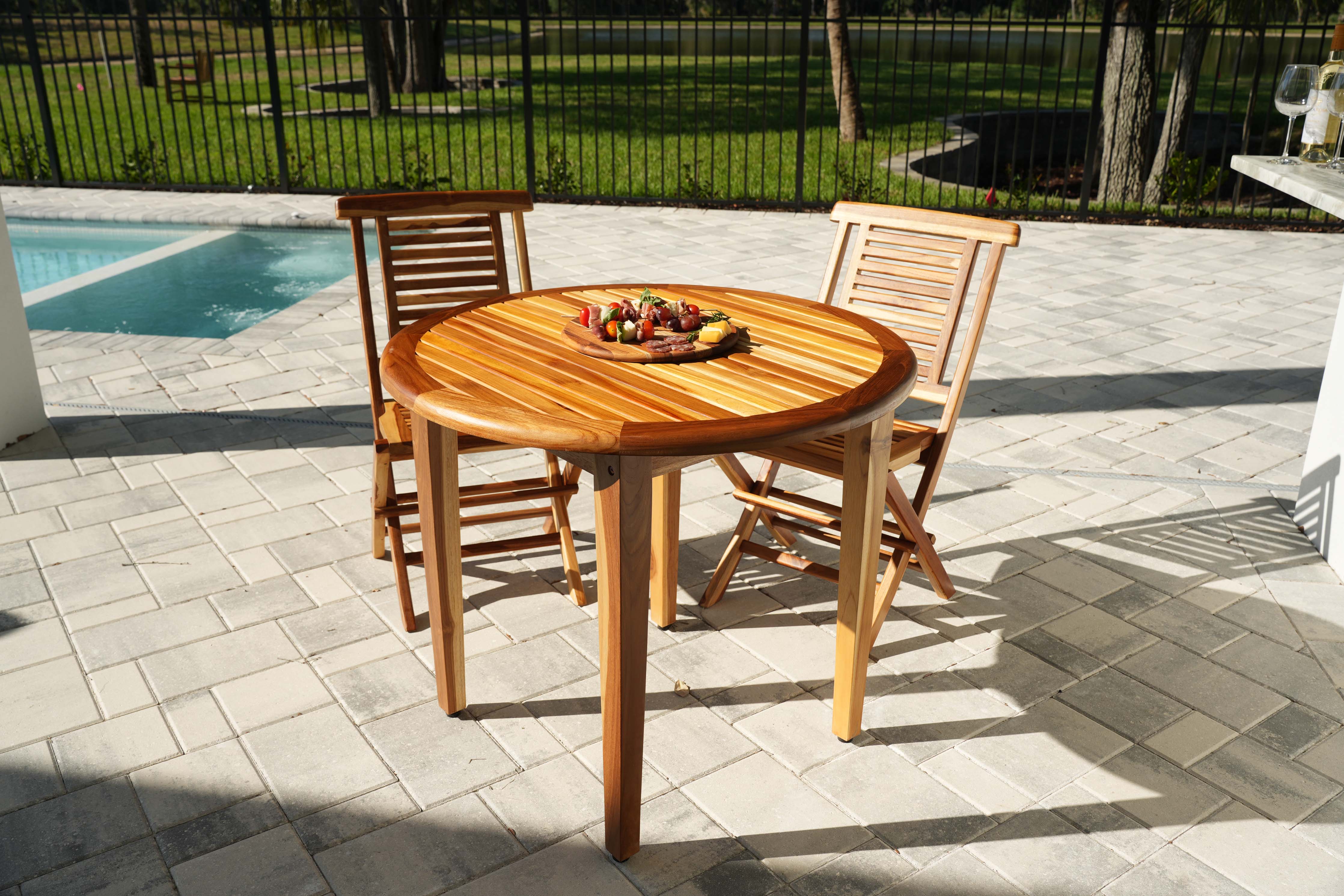 EcoDecors® Oasis® 36" Teak Wood Round Table in EarthyTeak Finish