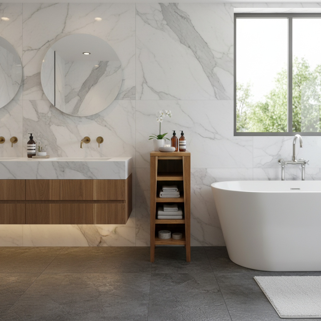 EcoDecors® Signifiacado® 12”L Modular Compact Side Vanity with Door in EarthyTeak Finish