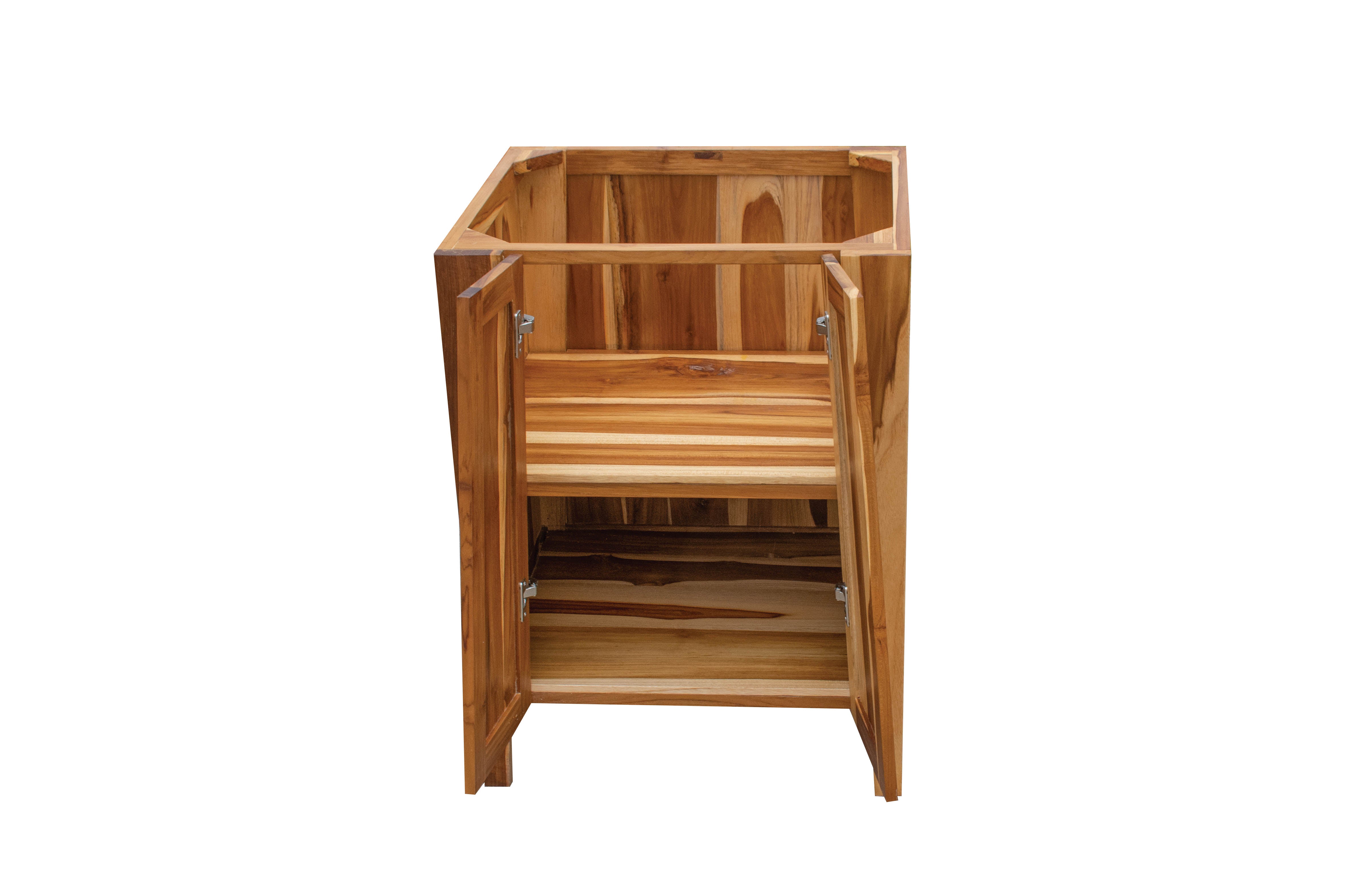 Significado® 24" Teak Wood Bathroom Vanity - Signifiacado® 12”L Modular Compact Side Vanity - Significado® 24" x 35" Teak Wood Wall Mirror