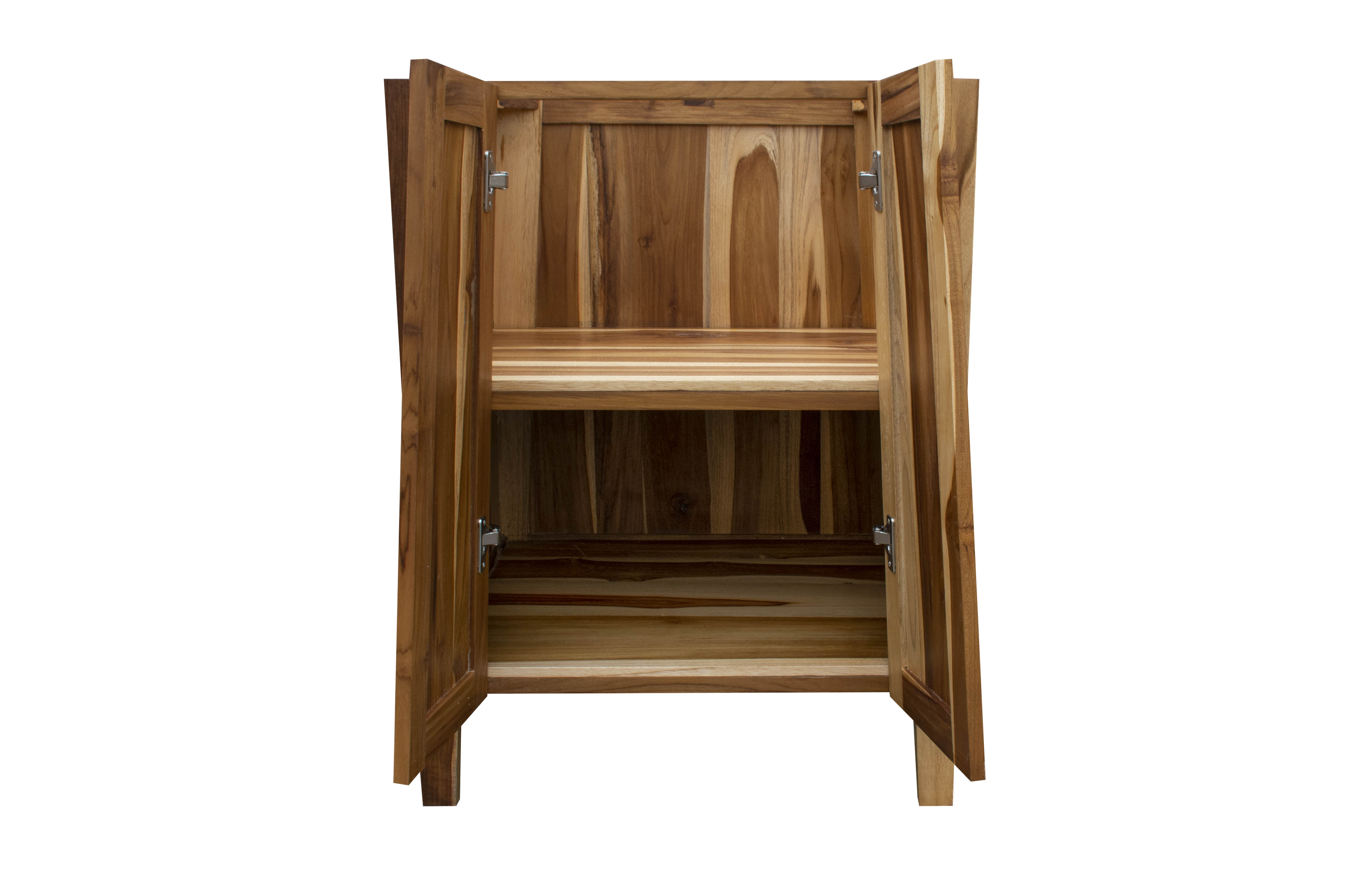 Significado® 24" Teak Wood Bathroom Vanity - Signifiacado® 12”L Modular Compact Side Vanity with Shelves - Signifiacado® 12”L Modular Compact Side Vanity with Door - Significado® 24" x 35" Teak Wood Wall Mirror