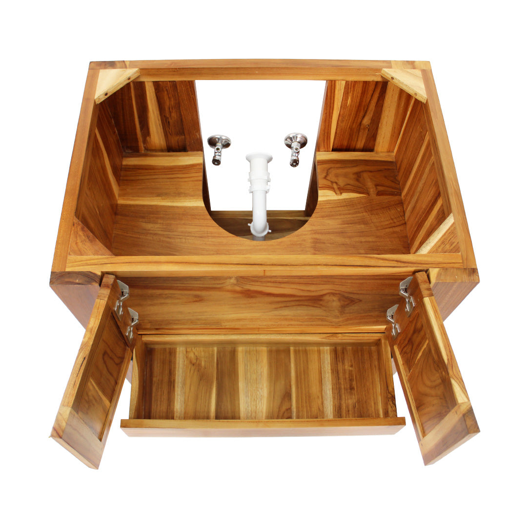 EcoDecors® Significado® 30" Teak Wood Free Standing Bathroom Vanity in EarthyTeak Finish