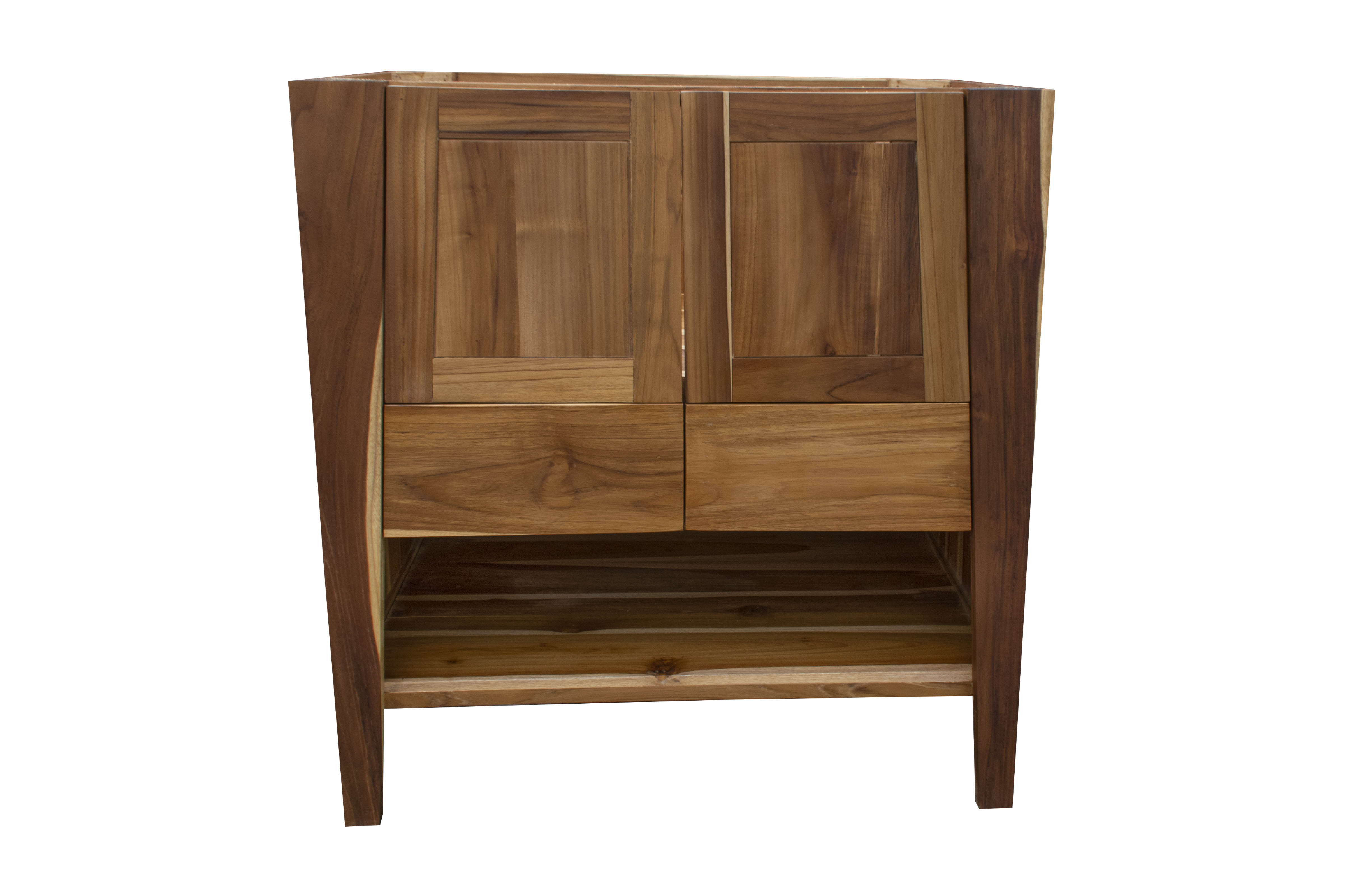 Significado® 30" Teak Wood Bathroom Vanity - Signifiacado® 12”L Modular Compact Side Vanity with Shelves - Significado® 24" x 35" Teak Wood Wall Mirror