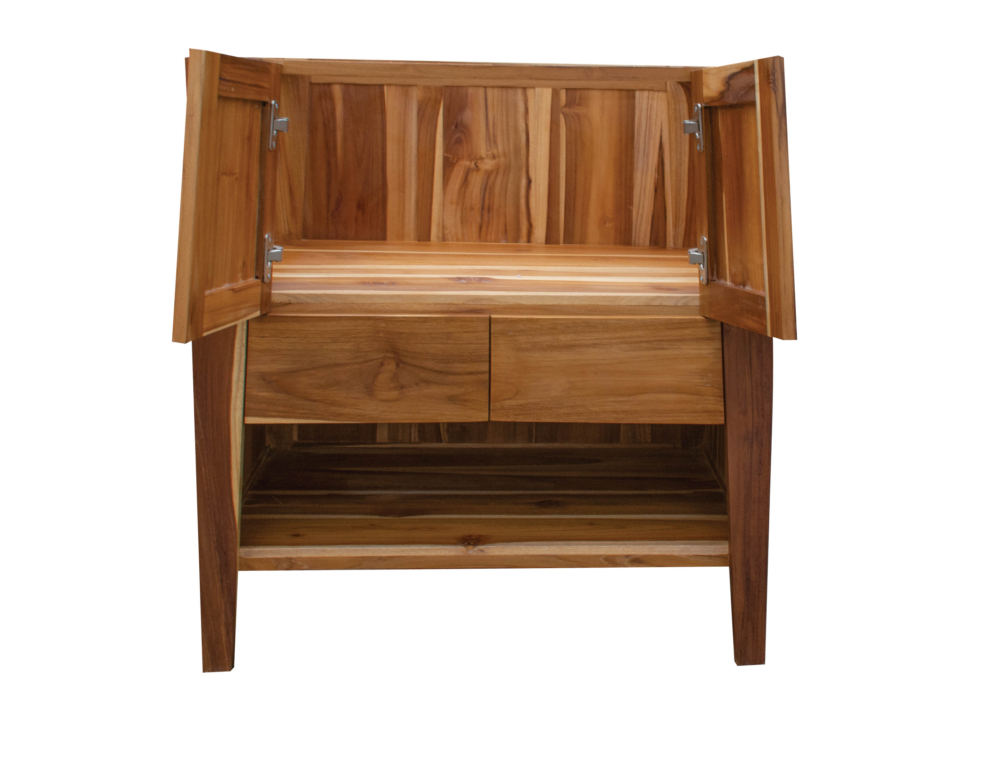 Significado® 30" Teak Wood Bathroom Vanity - Signifiacado® 12”L Modular Compact Side Vanity with Shelves - Significado® 24" x 35" Teak Wood Wall Mirror