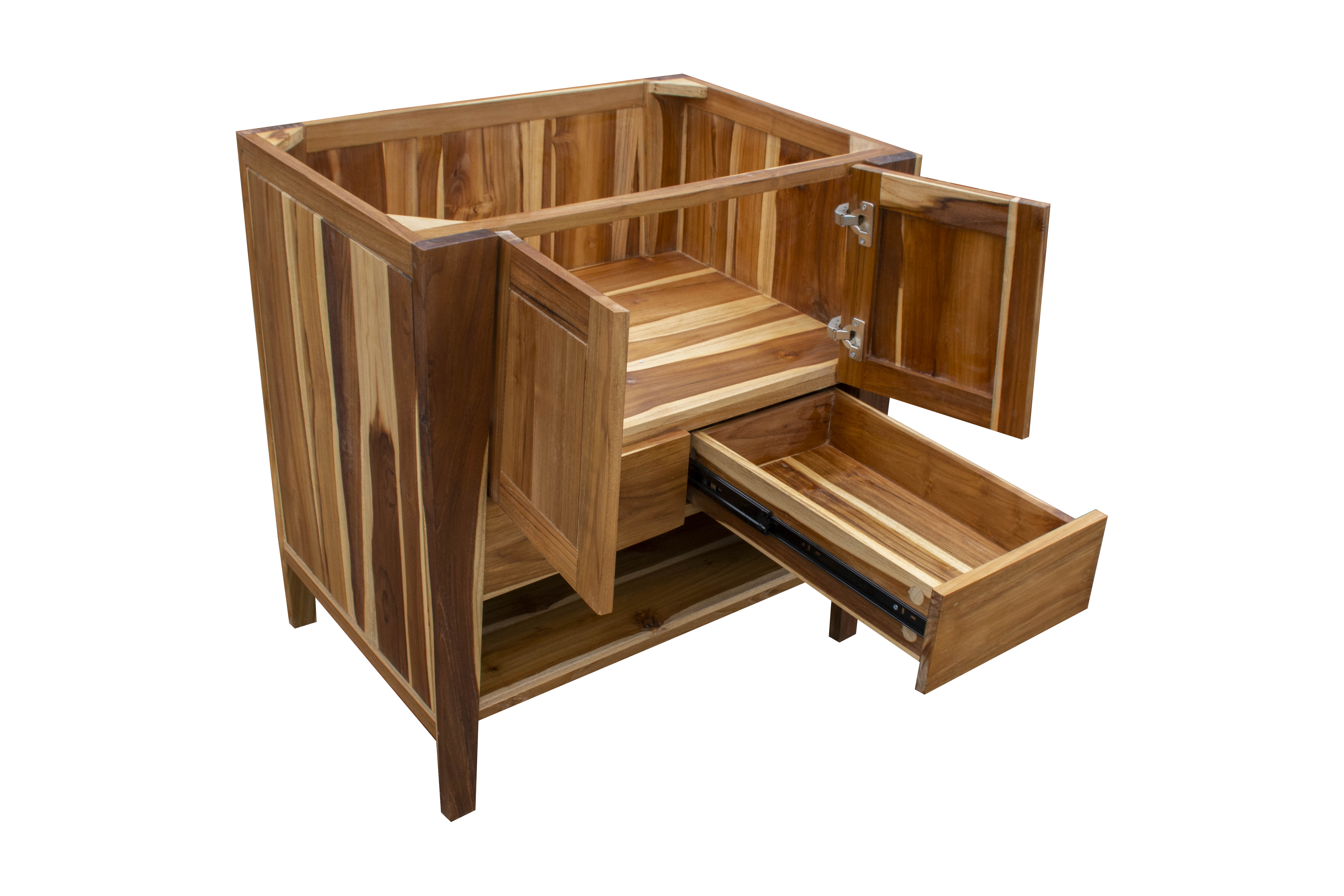 Significado® 30" Teak Wood Bathroom Vanity - Signifiacado® 12”L Modular Compact Side Vanity with Shelves - Significado® 24" x 35" Teak Wood Wall Mirror