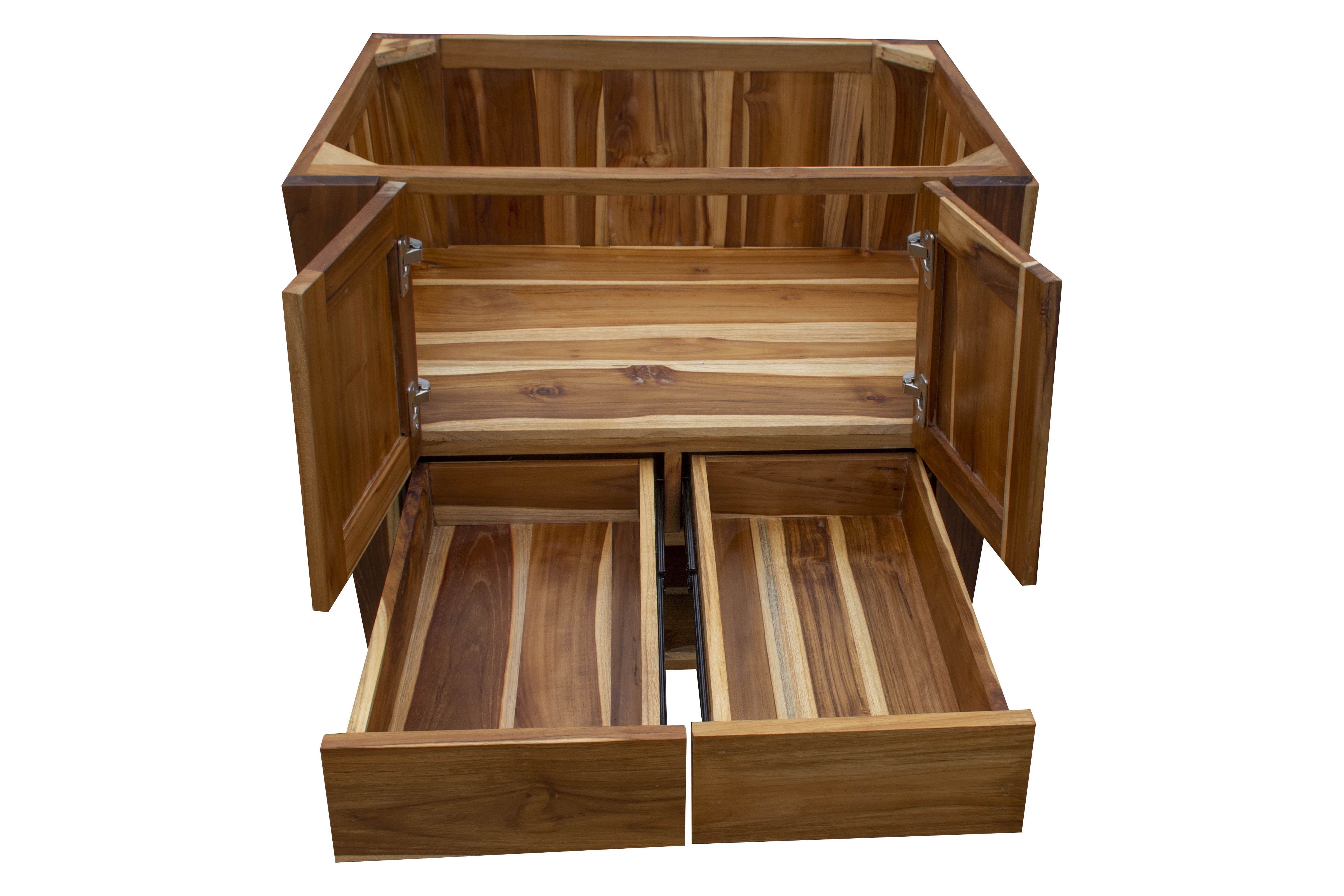 Significado® 30" Teak Wood Bathroom Vanity - Signifiacado® 12”L Modular Compact Side Vanity with Shelves - Significado® 24" x 35" Teak Wood Wall Mirror