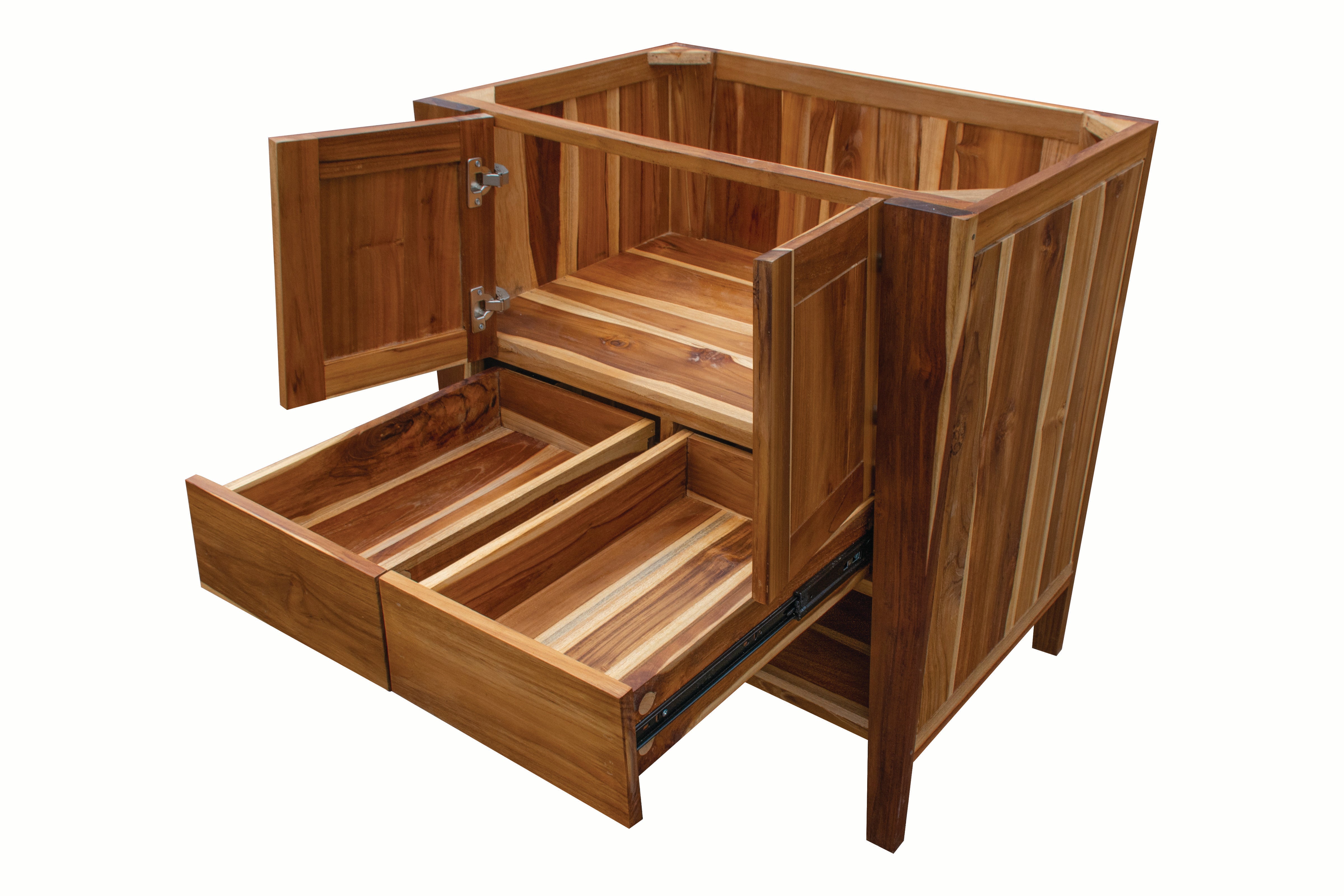 Significado® 30" Teak Wood Bathroom Vanity - Signifiacado® 12”L Modular Compact Side Vanity with Shelves - Significado® 24" x 35" Teak Wood Wall Mirror