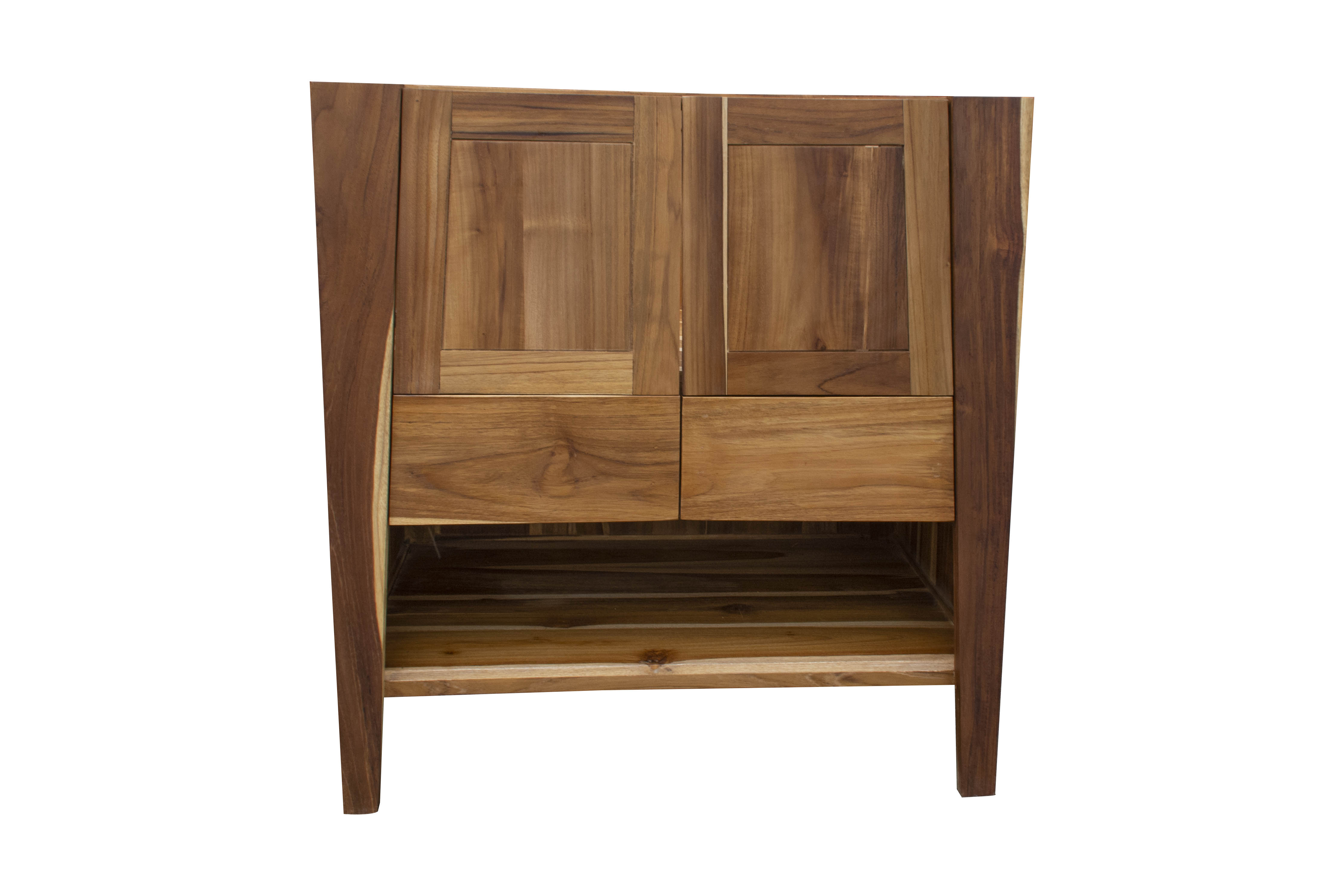 Significado® 30" Teak Wood Bathroom Vanity - Signifiacado® 12”L Modular Compact Side Vanity with Shelves - Significado® 24" x 35" Teak Wood Wall Mirror