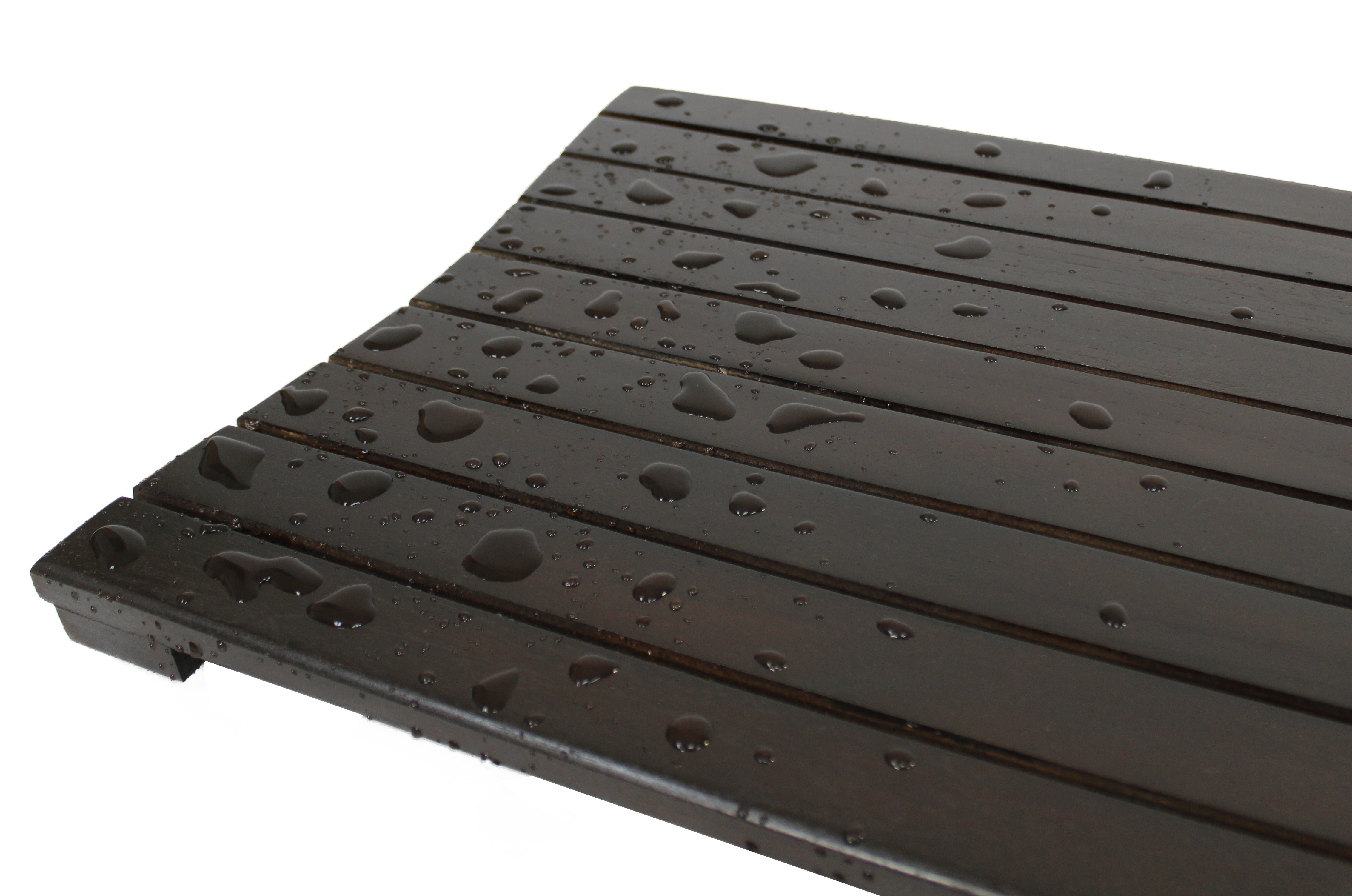 Eleganto® 34” Teak Bath Tray with LiftAide® in EarthyTeak® Finish - DecoTeak® Eleganto® 23”W Teak Floor Mat in a Woodland Brown Finish