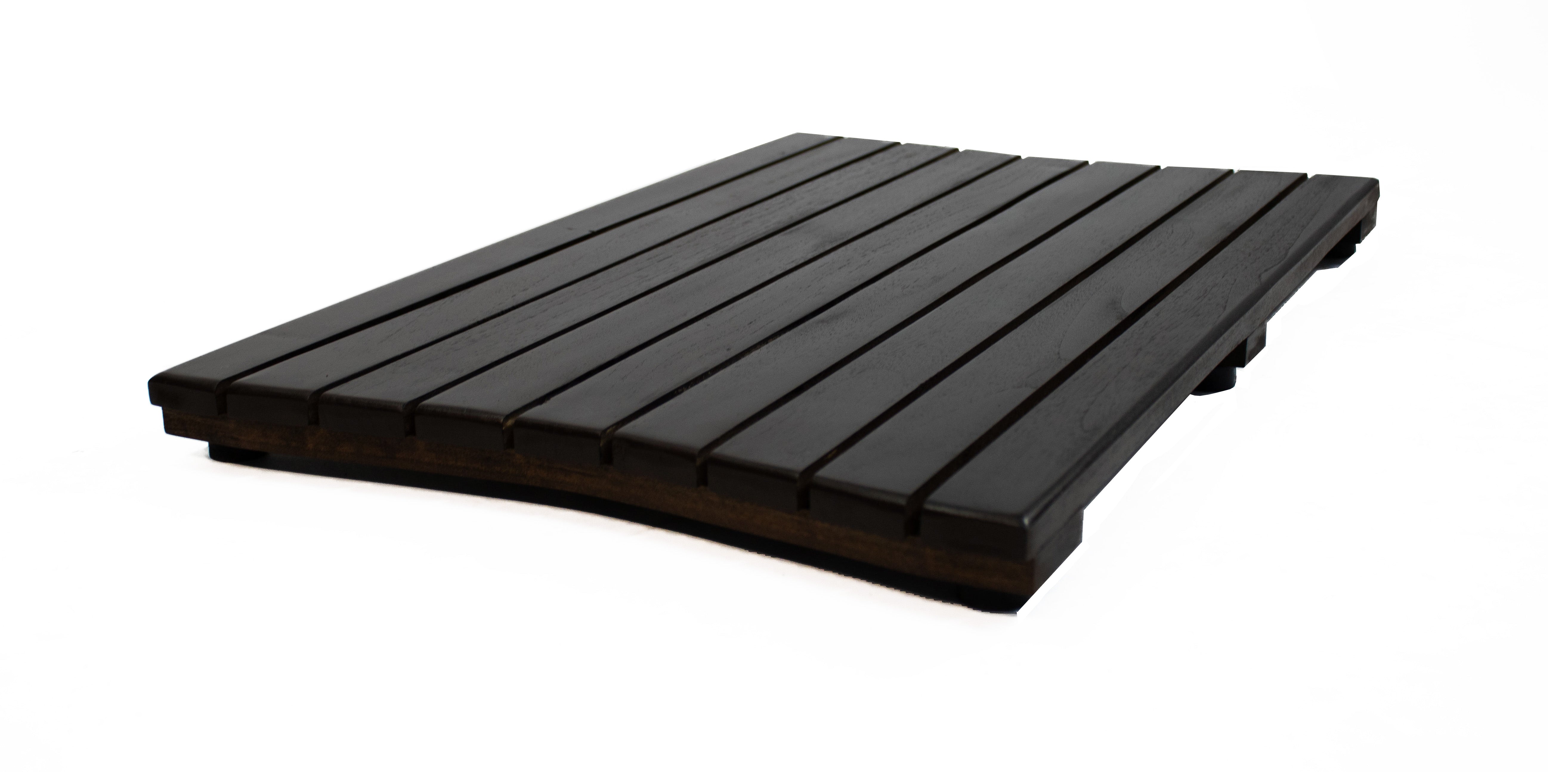 Eleganto® 34” Teak Bath Tray with LiftAide® in EarthyTeak® Finish - DecoTeak® Eleganto® 23”W Teak Floor Mat in a Woodland Brown Finish