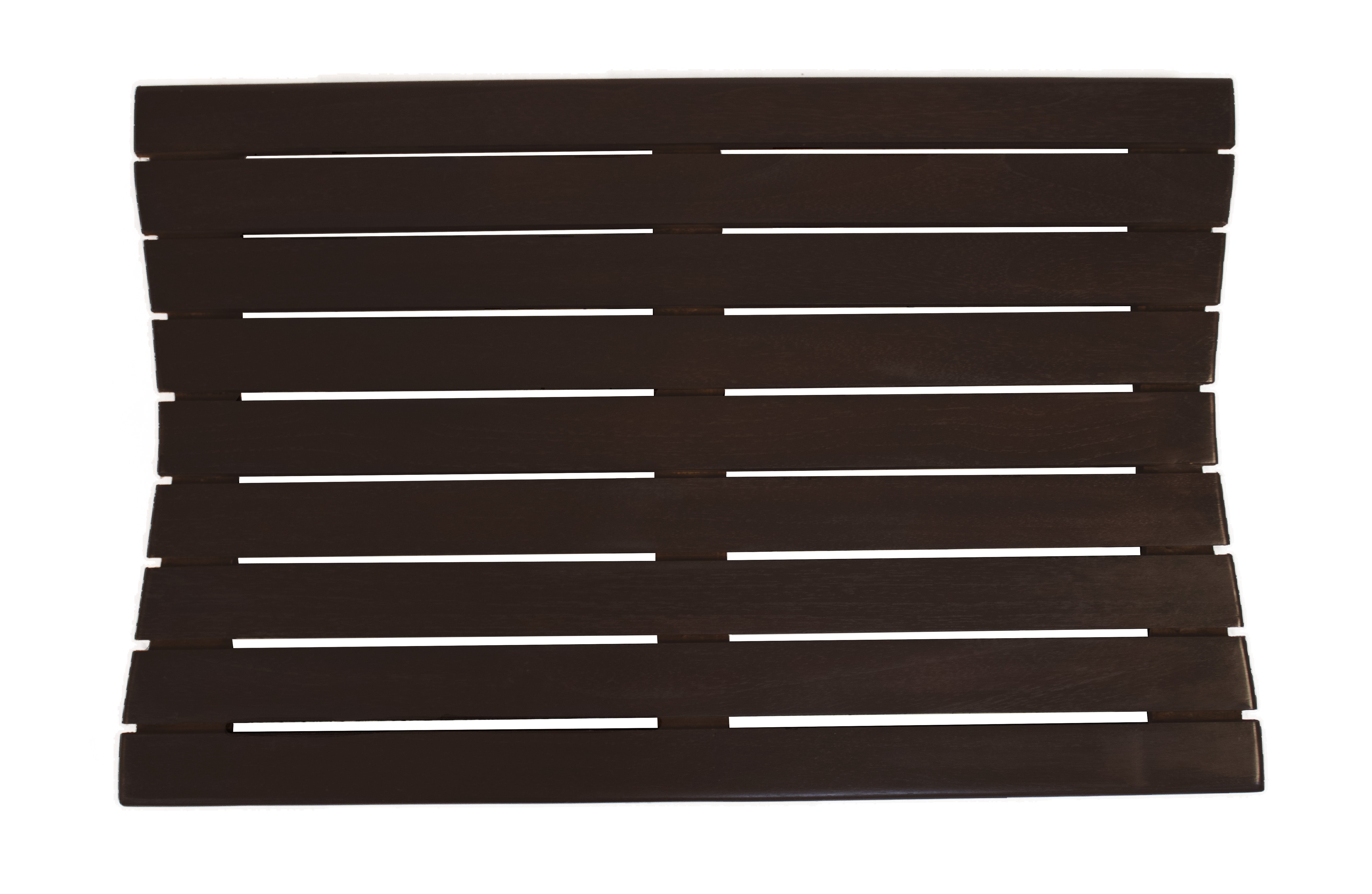 Eleganto® 34” Teak Bath Tray with LiftAide® in EarthyTeak® Finish - DecoTeak® Eleganto® 23”W Teak Floor Mat in a Woodland Brown Finish