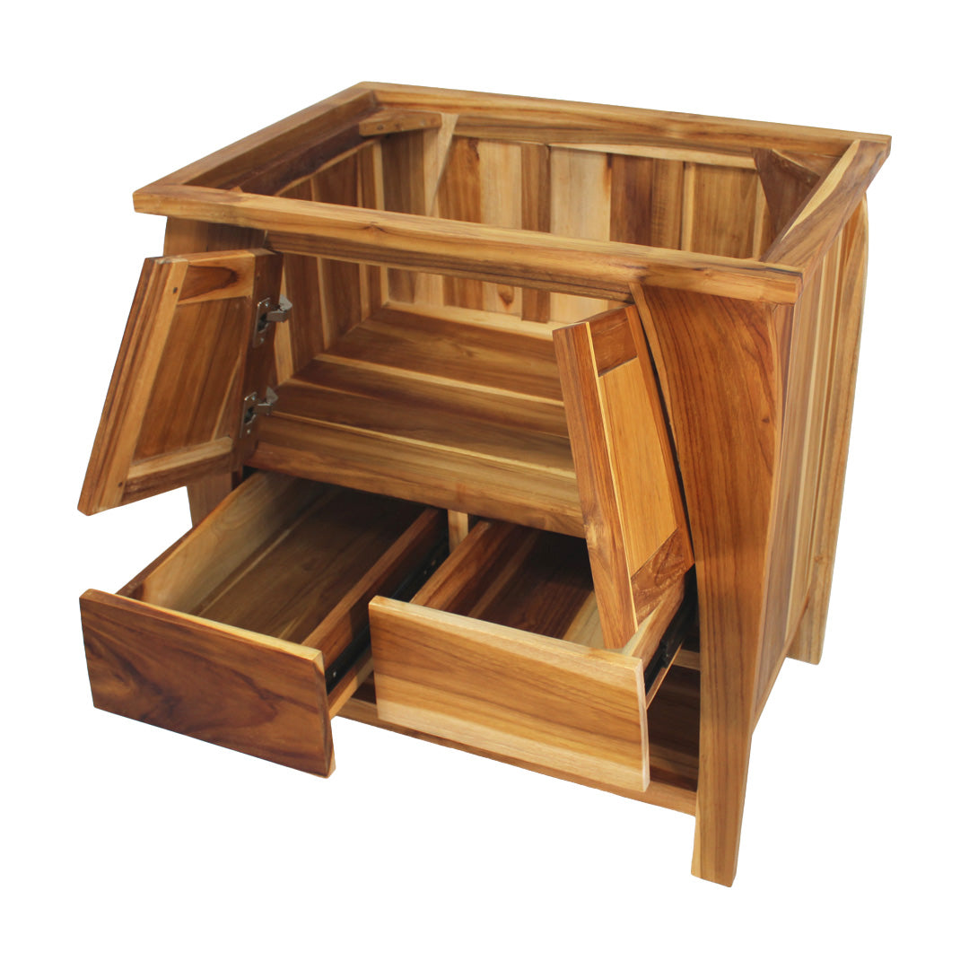 EcoDecors® Tranquility® 30" Teak Wood Free Standing Bathroom Vanity in EarthyTeak Finish