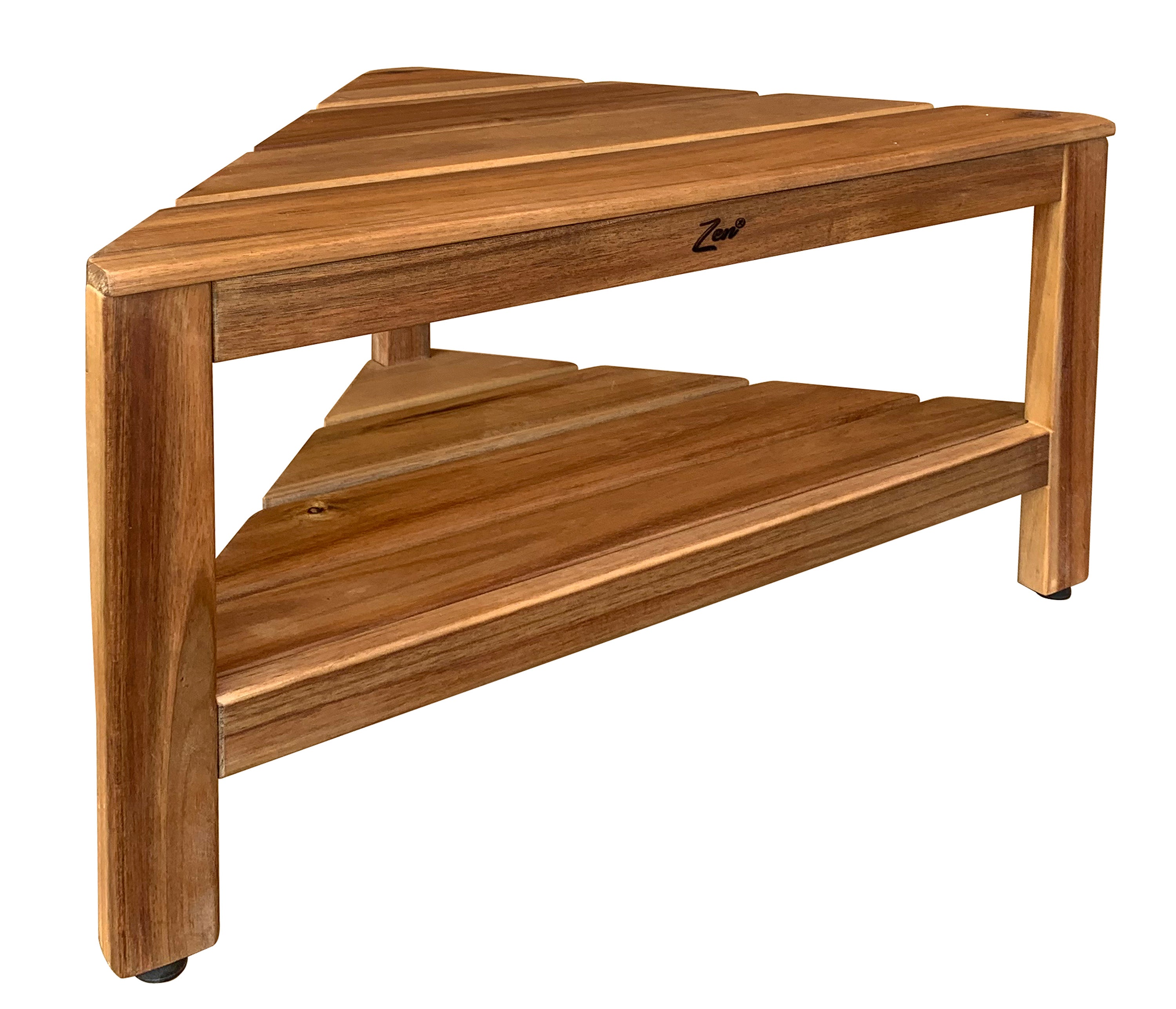 Zen® Acacia Wood 28” Corner Shower Bench With Shelf