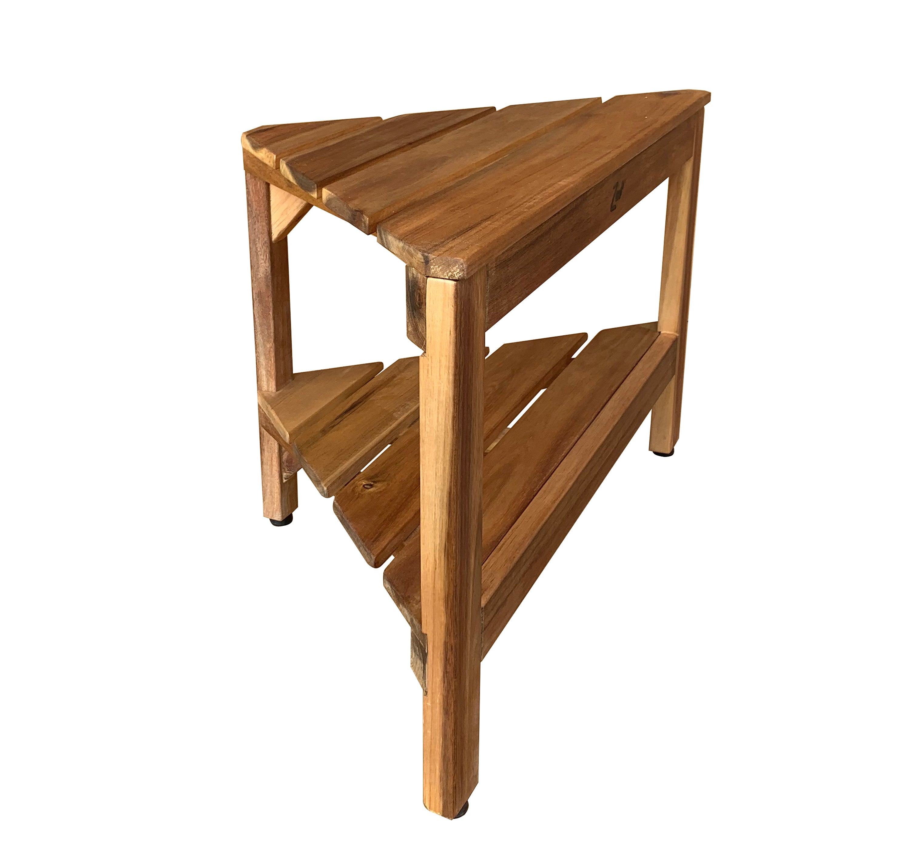 Zen® Acacia Wood 28” Corner Shower Bench With Shelf