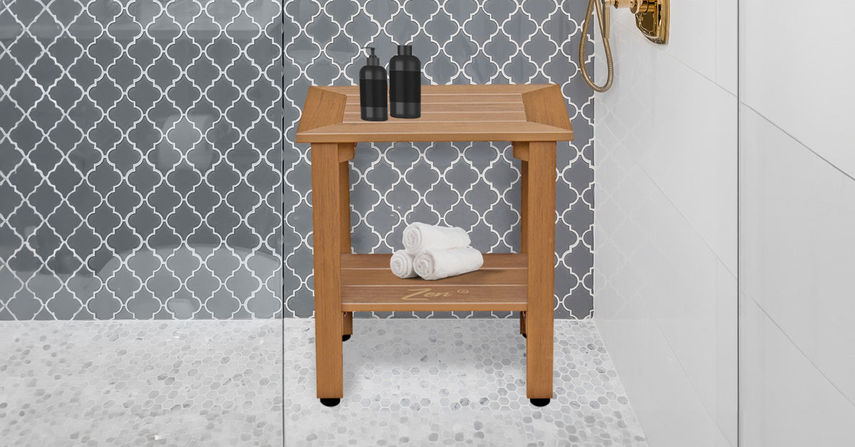 Zen® Brown Faux Wood Shower Bench