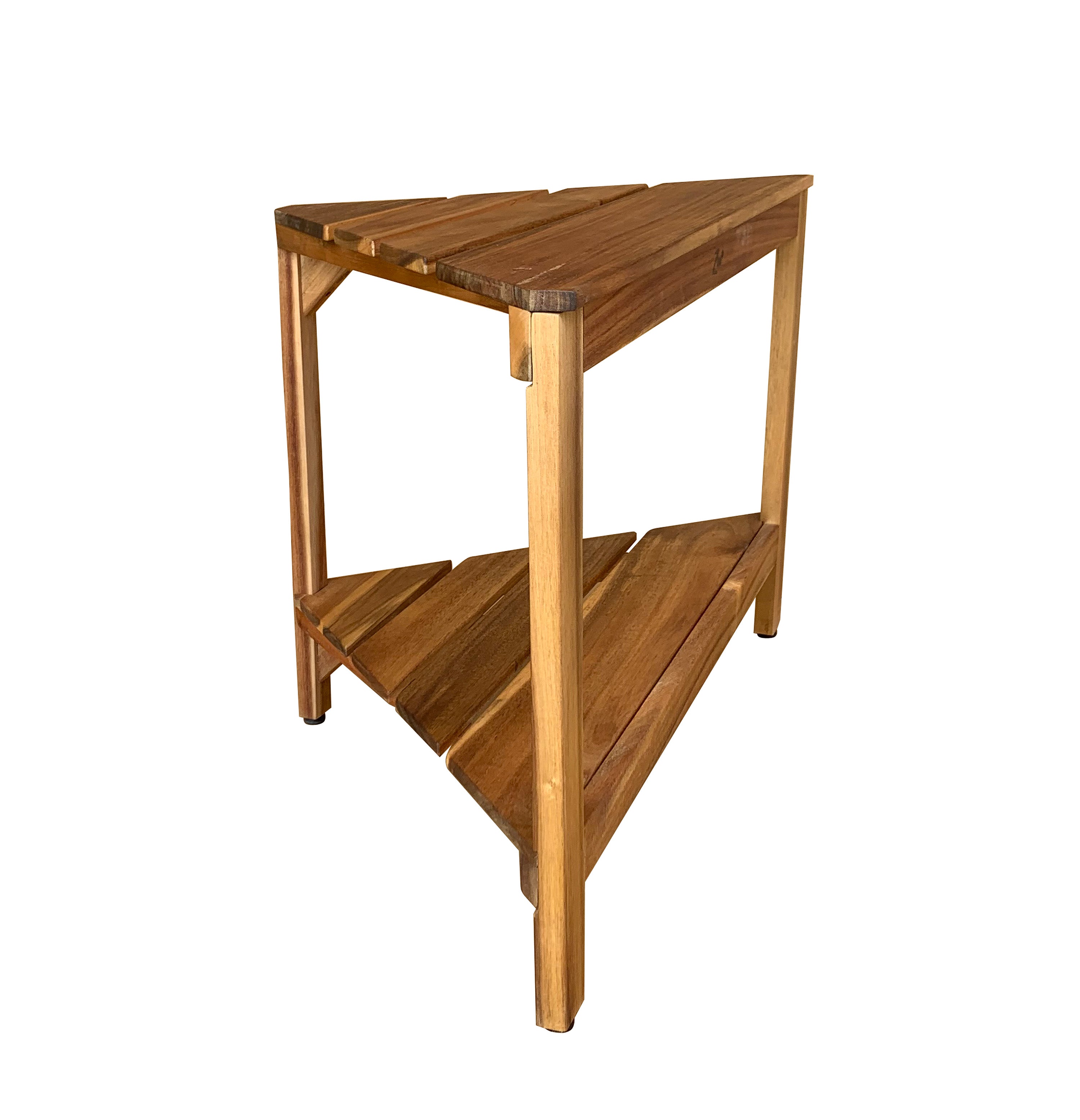 Zen® Acacia Wood 22” Compact Corner Shaving Stool with Shelf