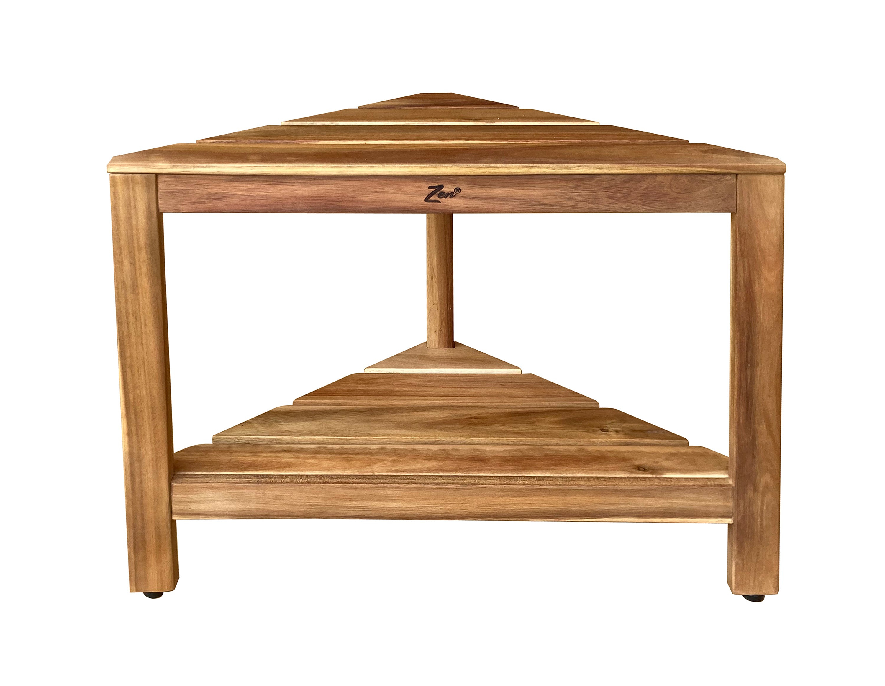 Zen® 18"H Acacia Wood Corner 2 Tier Shower Shelf & Shaving Stand