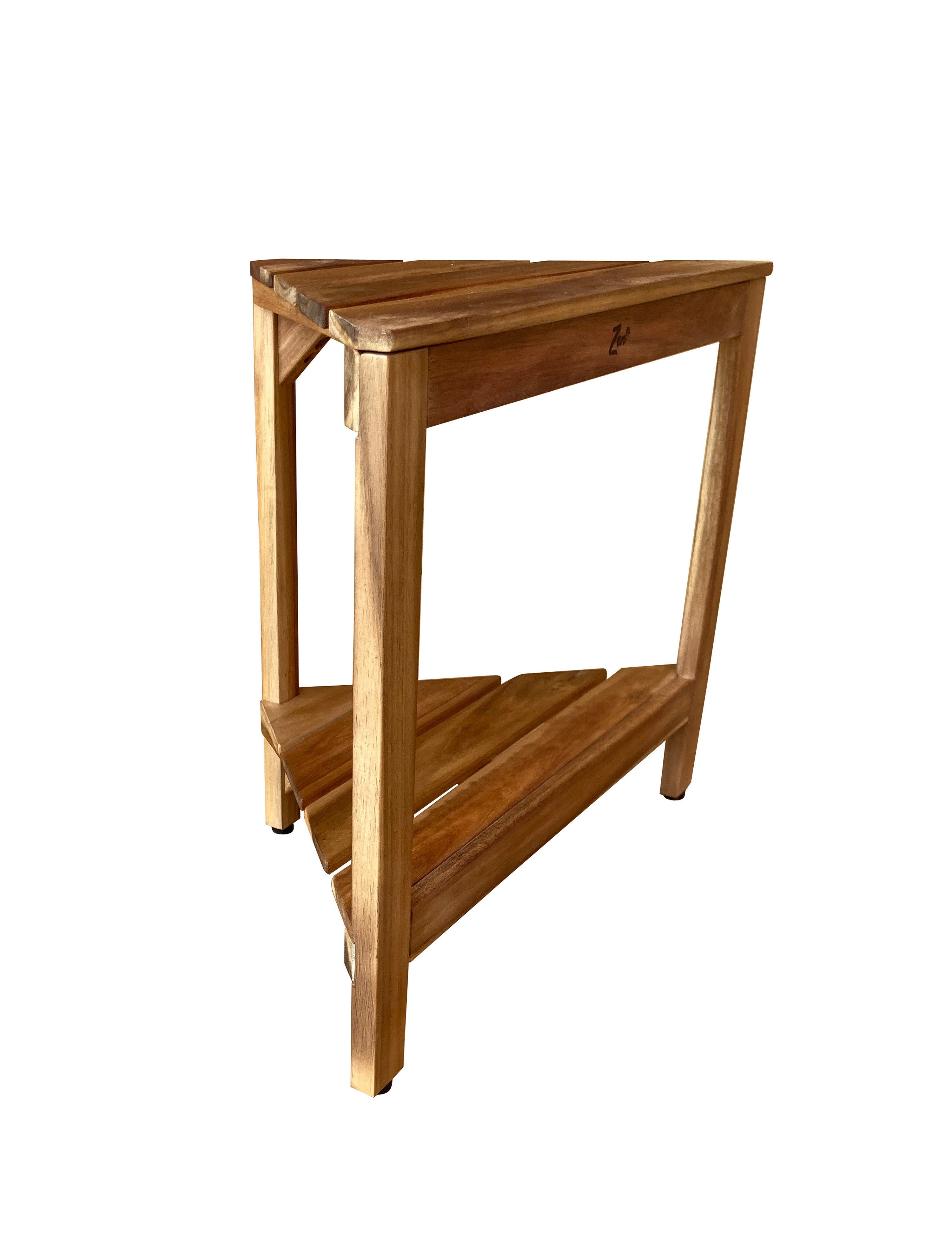 Zen® 18"H Acacia Wood Corner 2 Tier Shower Shelf & Shaving Stand