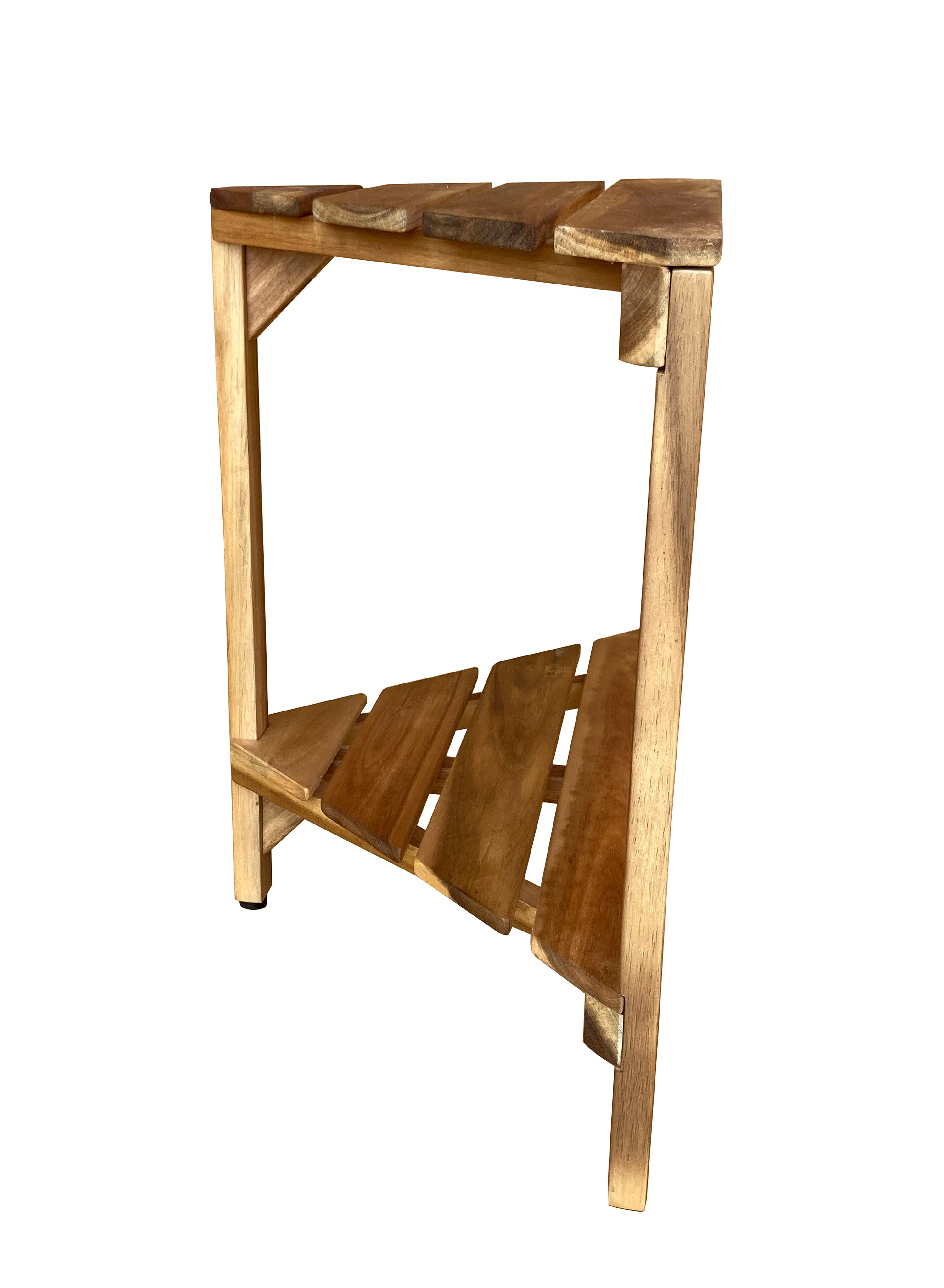 Zen® 18"H Acacia Wood Corner 2 Tier Shower Shelf & Shaving Stand