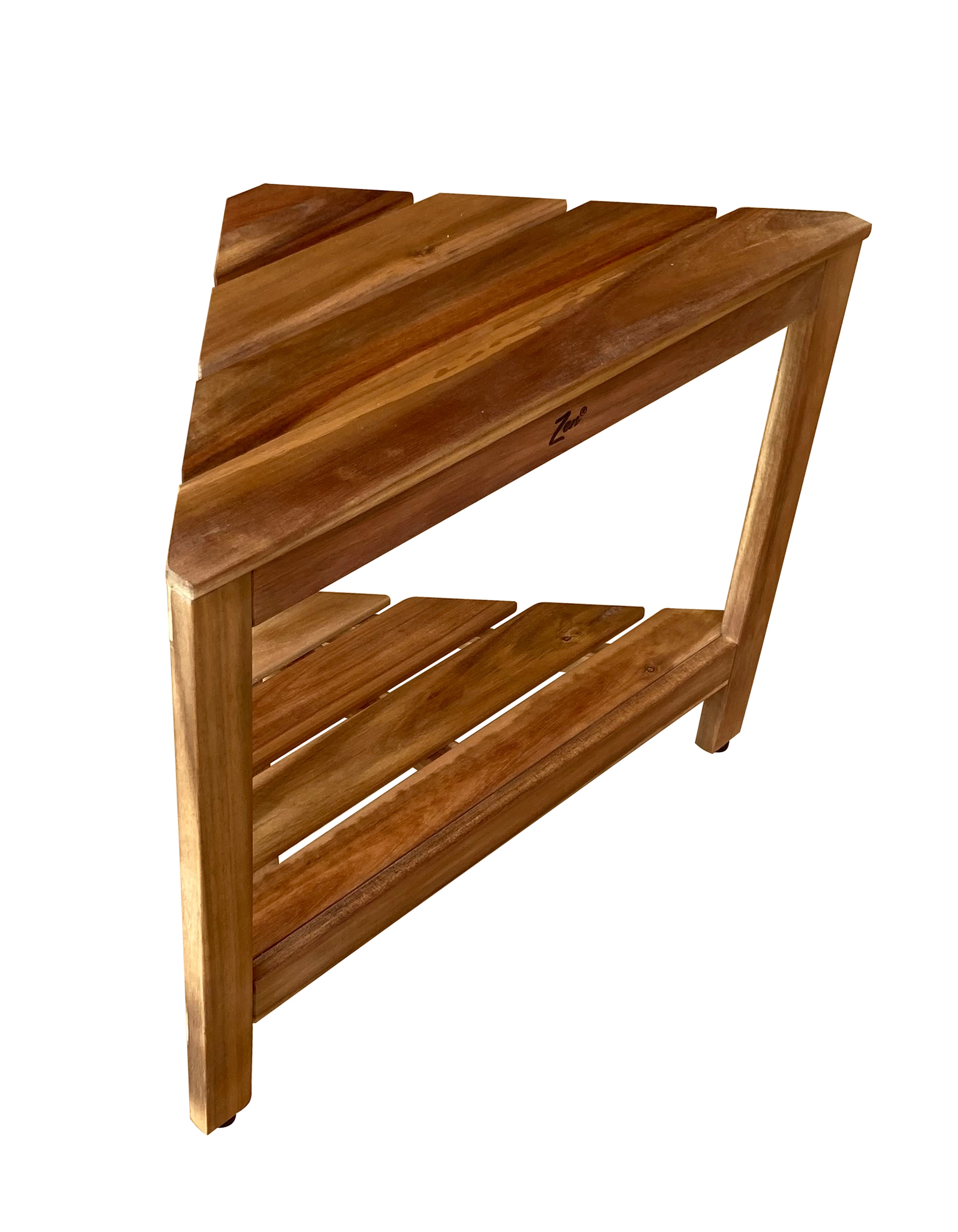 Zen® 18"H Acacia Wood Corner 2 Tier Shower Shelf & Shaving Stand