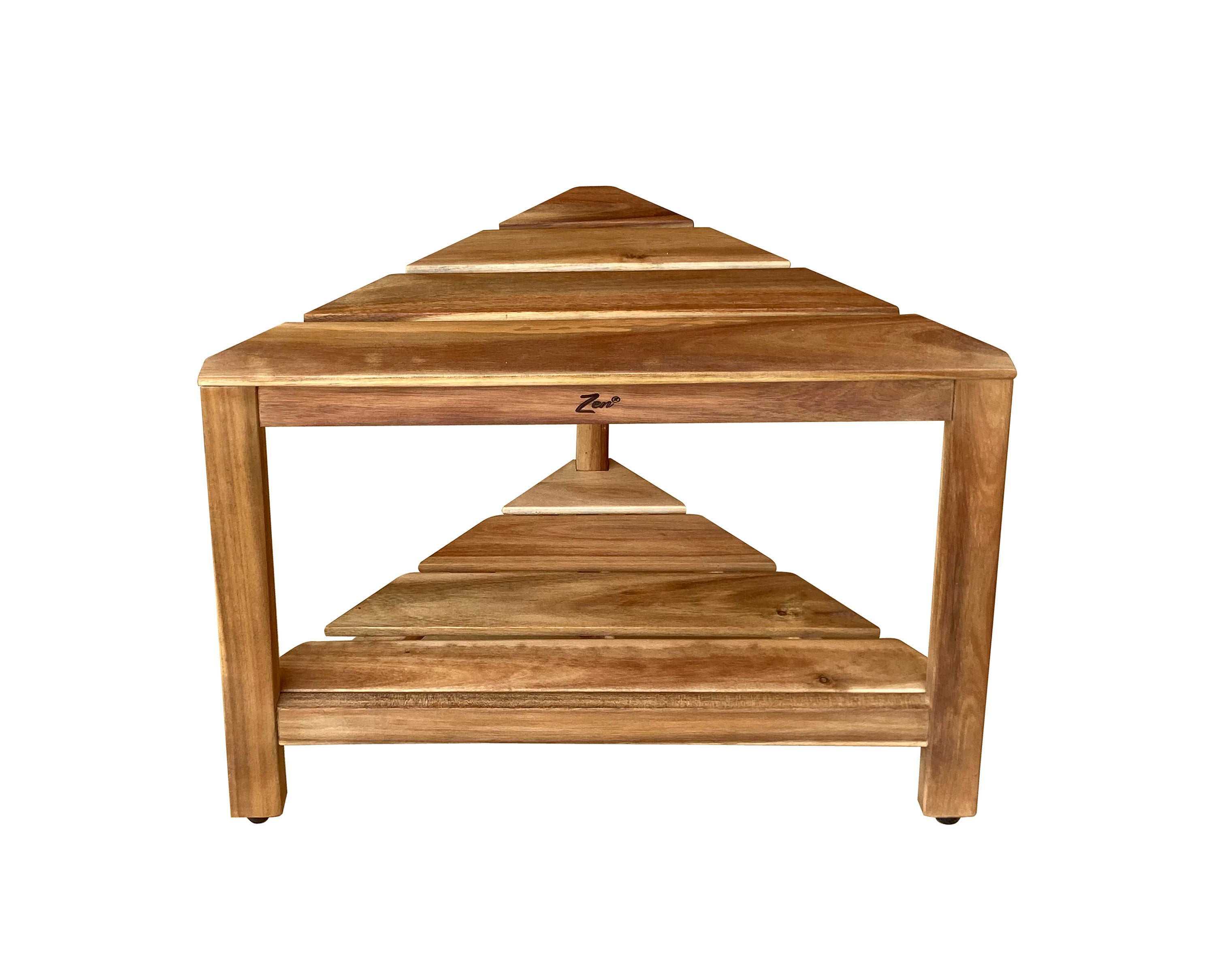 Zen® 18"H Acacia Wood Corner 2 Tier Shower Shelf & Shaving Stand