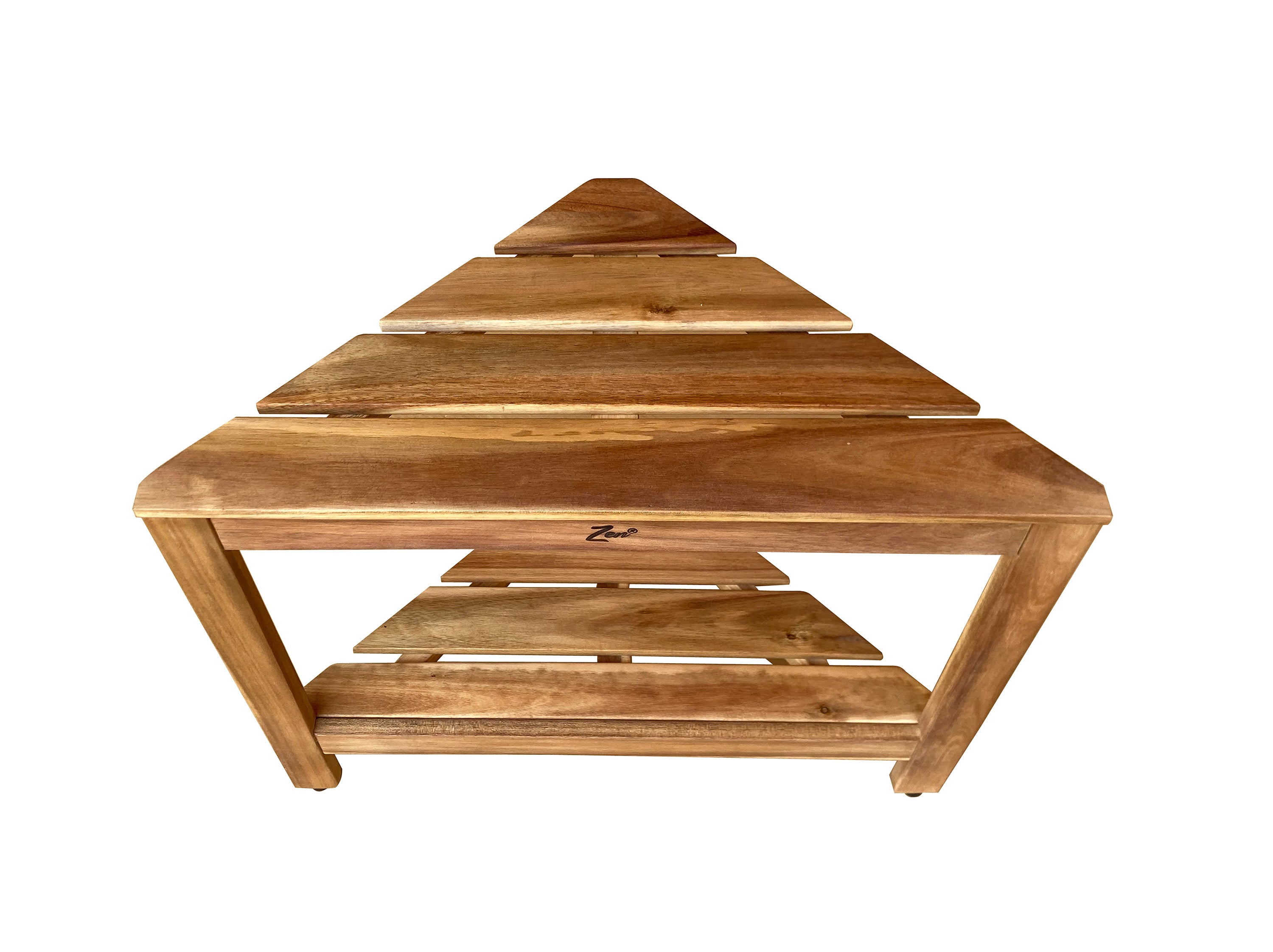 Zen® 18"H Acacia Wood Corner 2 Tier Shower Shelf & Shaving Stand