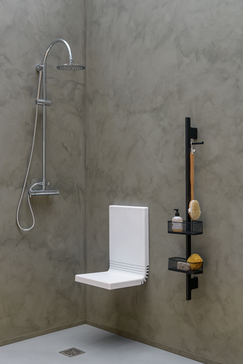 Tuck foldaway safety shower seat