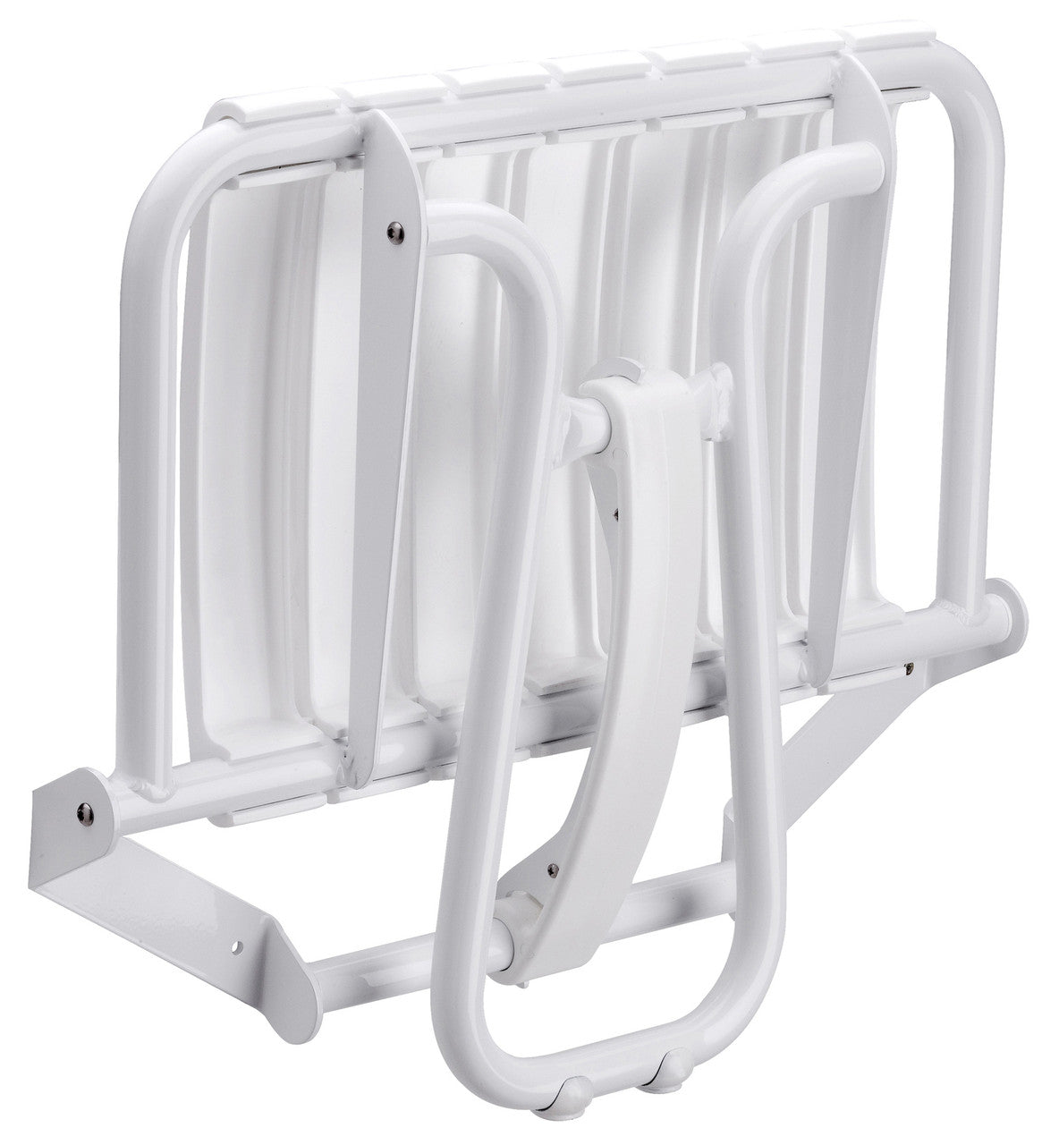 23" Eleganto White Foldaway Wall Mount handicap Shower Seat with Integrated Support Stand