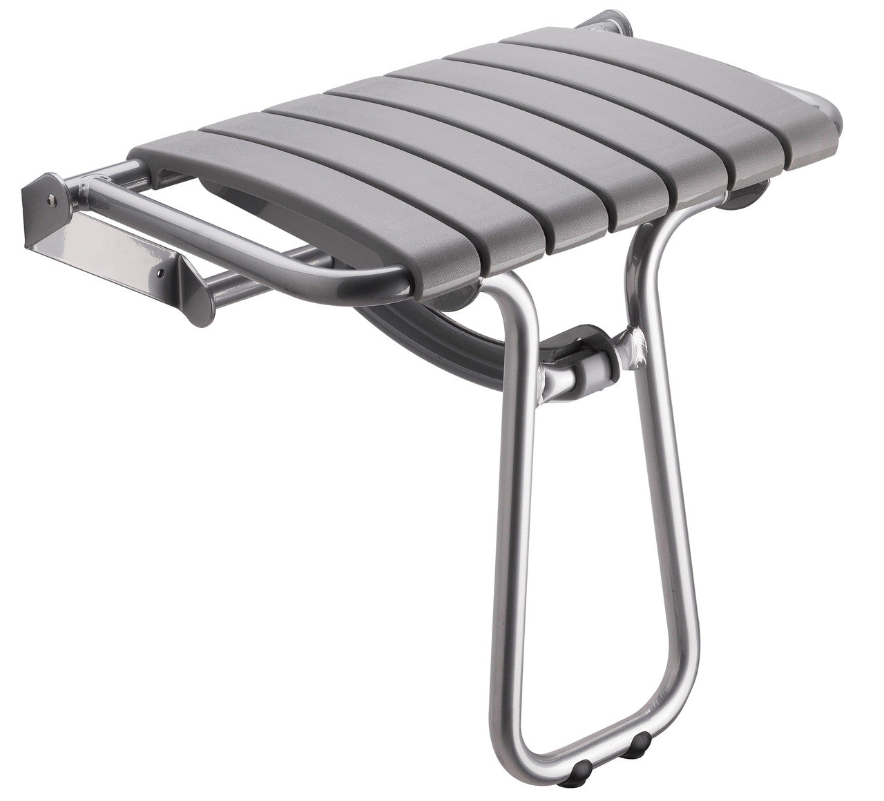 23" Eleganto Lunar Gray Foldaway Wall Mount handicap Shower Seat with Integrated Support Stand