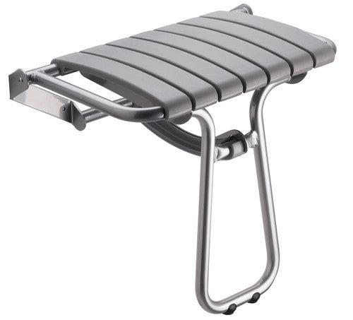 23" Eleganto Lunar Gray Foldaway Wall Mount handicap Shower Seat with Integrated Support Stand