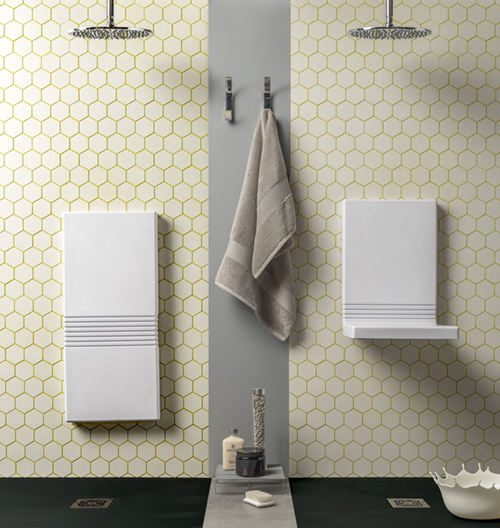 Tuck hinged fold down shower seat- soft white polyurethane