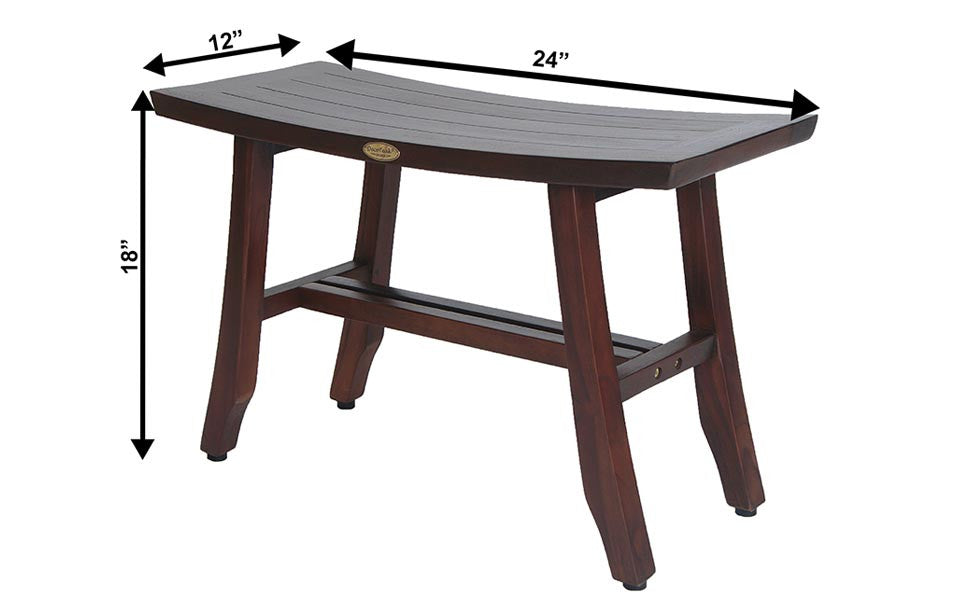 DecoTeak® Satori® 24" Teak Wood Shower Bench in Woodland Brown Finish